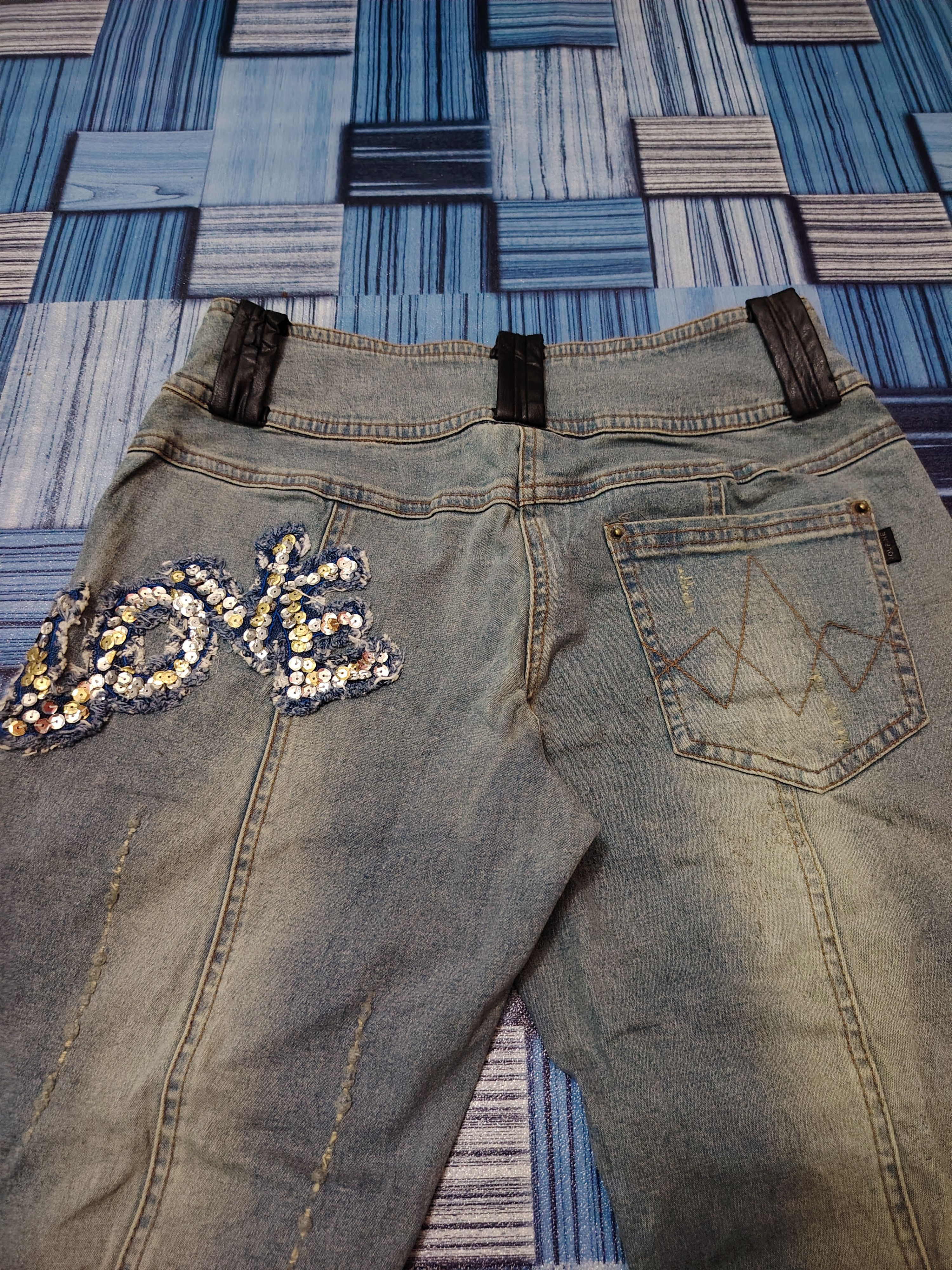 If Six Was Nine × Japanese Brand × Tornado Mart Insane 90s Poupine Bell Bottom distressed Jeans any patches Size 26" / US 2 / IT 38 - 16 Thumbnail