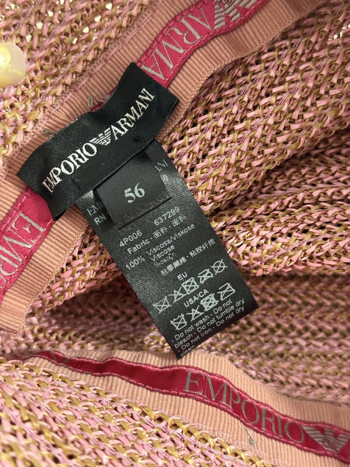 Emporio Armani Emporio Armani women Woven bucket hat with Gray ribbon&a bow Size ONE SIZE - 6 Thumbnail