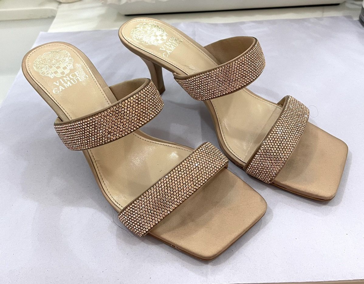 Vince Camuto Elegant Gold Heeled Sandals Size US 8 / IT 38 - 2 Thumbnail