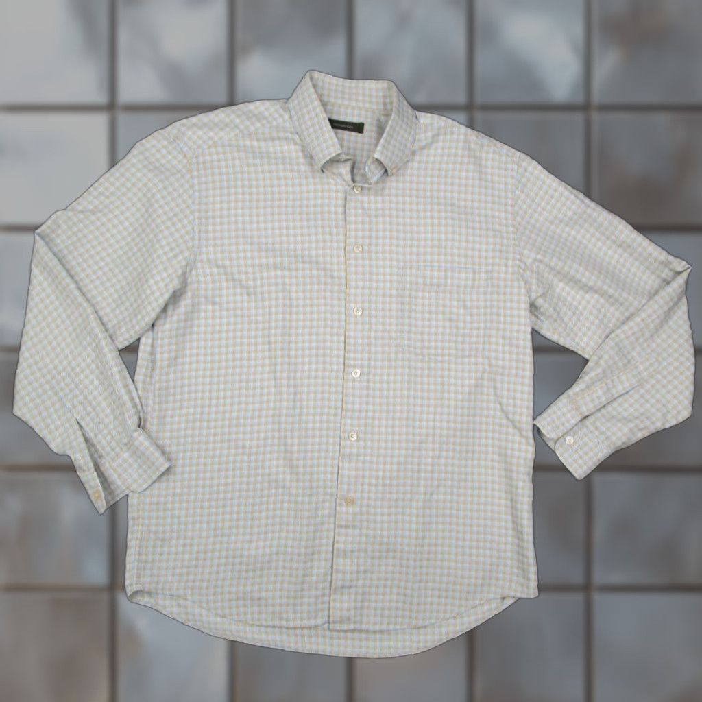 Ermenegildo Zegna VINTAGE Ermenegildo Zegna Dress Shirt Mens 2XL Beige Twill Button Up Business Casual Formal Cotton Size 48R - 1 Thumbnail