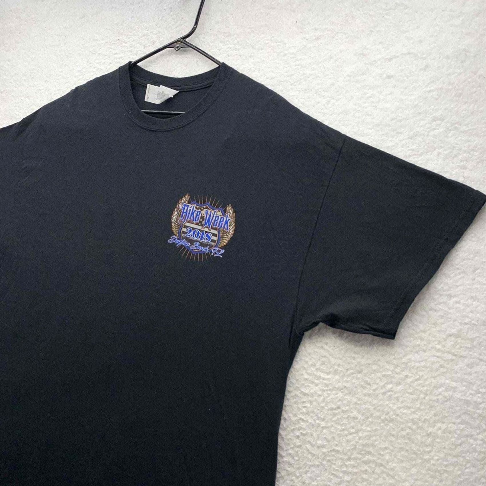 Gildan Daytona Beach Bike Week Graphic T-Shirt Mens 2XL XXL Black Eagle USA Flag 2018 Size US XXL / EU 58 / 5 - 4 Thumbnail