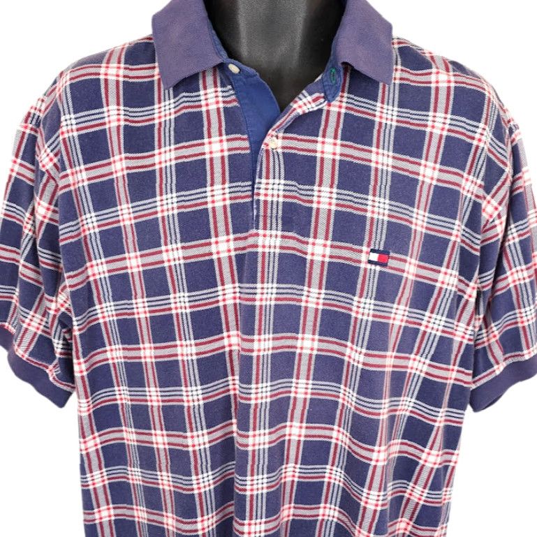 Tommy Hilfiger VINTAGE Tommy Hilfiger Polo Shirt Mens Size Large Blue Red Plaid Streetwear Shirt Size US L / EU 52-54 / 3 - 2 Thumbnail