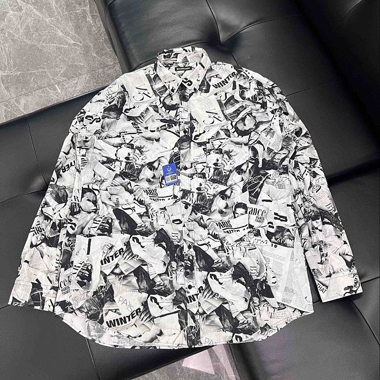 Balenciaga Balenciaga Newspaper Print Button Up Shirt Size M Size US M / EU 48-50 / 2 - 1 Thumbnail