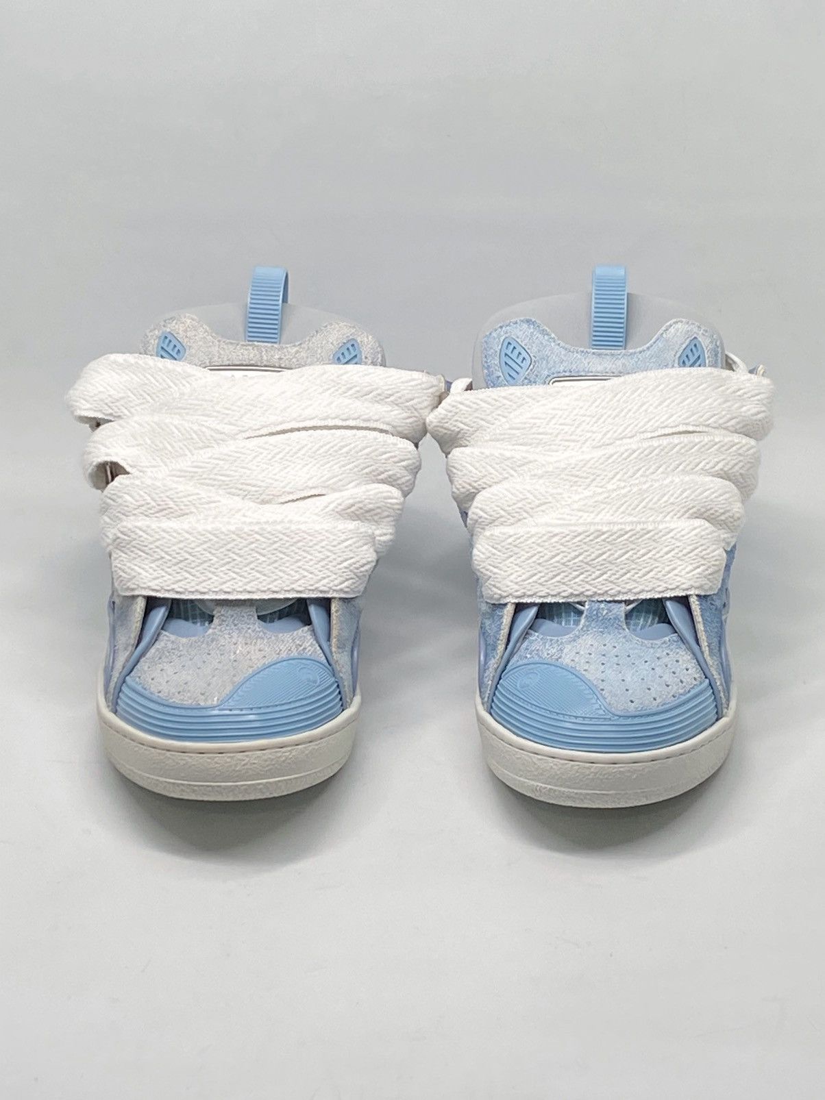Lanvin Lanvin Unisex Curb Denim-Effect Leather Sneakers size 40 Size US 10 / IT 40 - 2 Thumbnail