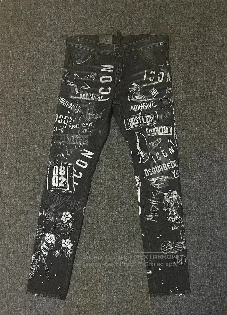 Dsquared2 Dsquared2 Graffiti Print Denim Jeans. Size US 32 / EU 48 - 1 Thumbnail