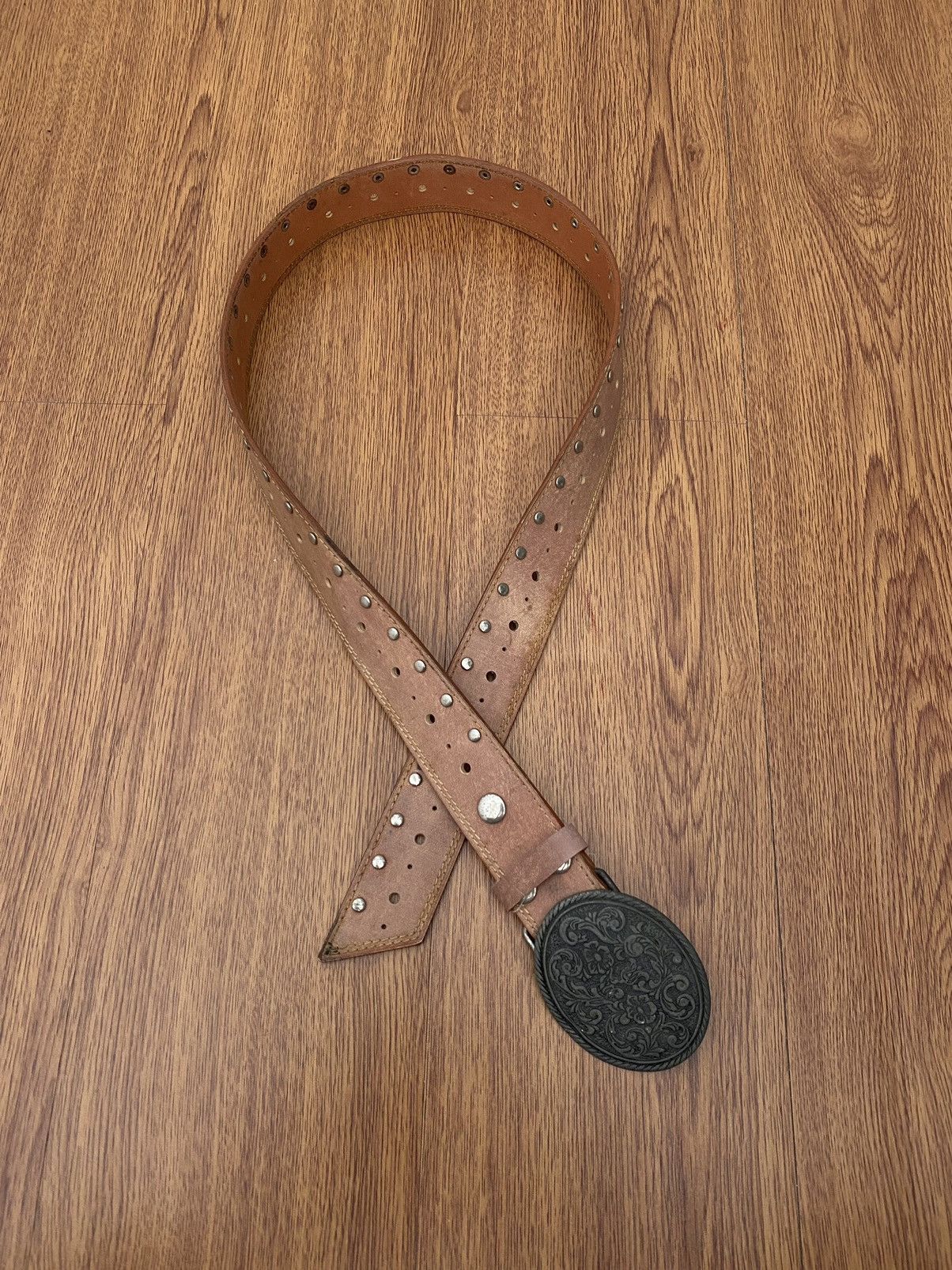 If Six Was Nine × Japanese Brand × KMRii Studded brown leather belt Size ONE SIZE - 1 Thumbnail