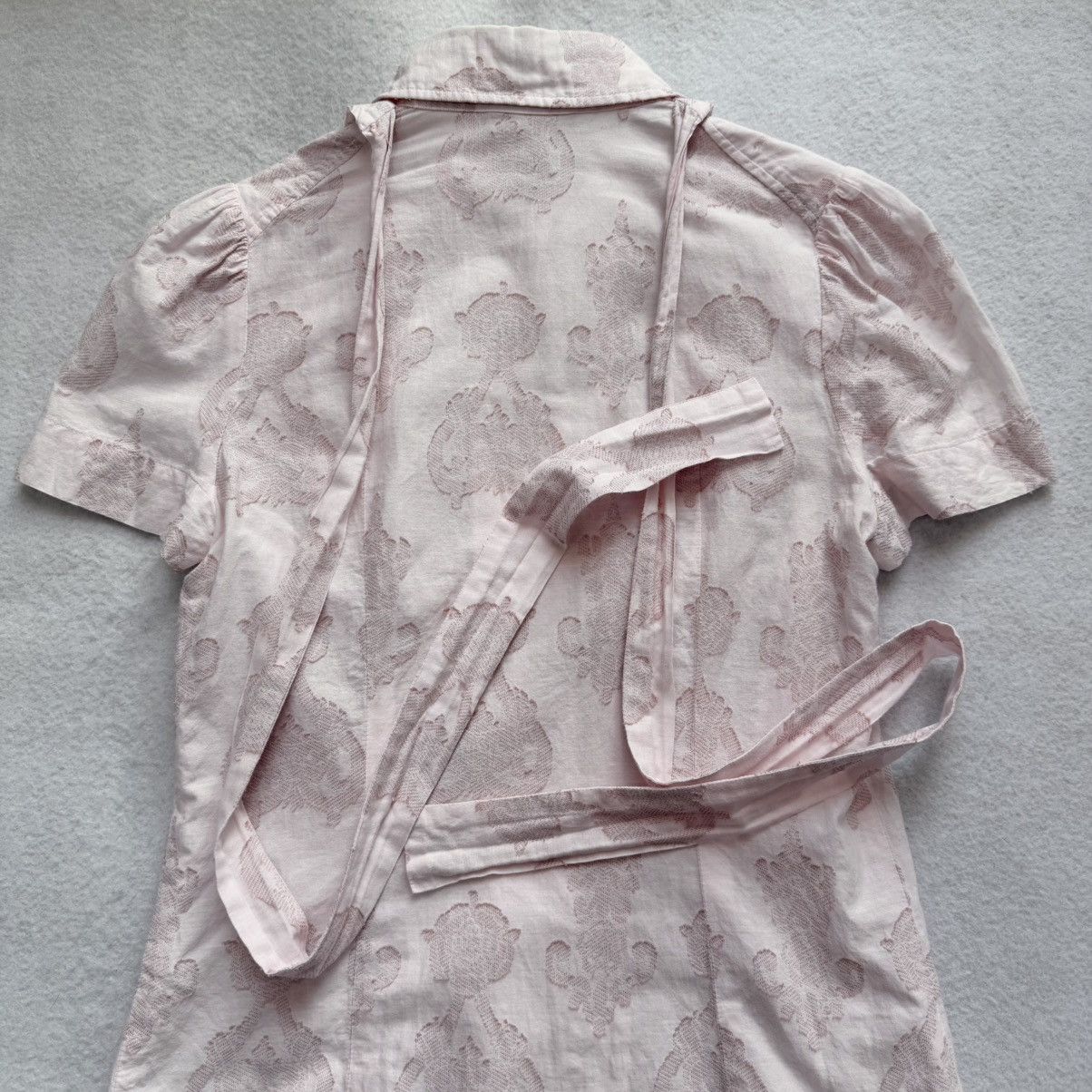 Vivienne Westwood 2000s Vivienne Westwood Red Label Blush Jacquard Tie Blouse Size S / US 4 / IT 40 - 6 Thumbnail
