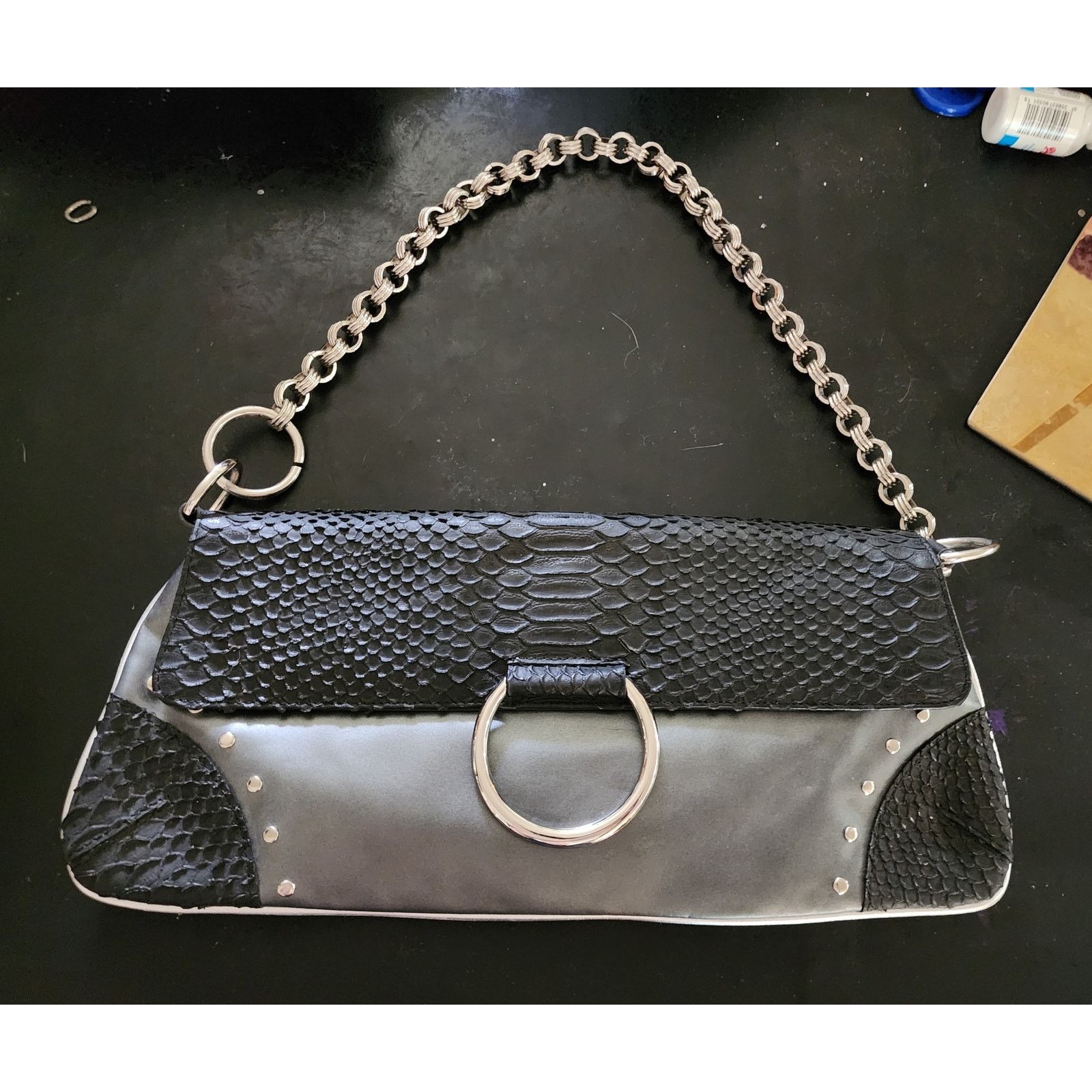 Other Vintage Charle Lapson clutch bag chain strap gray and black Size ONE SIZE - 1 Thumbnail