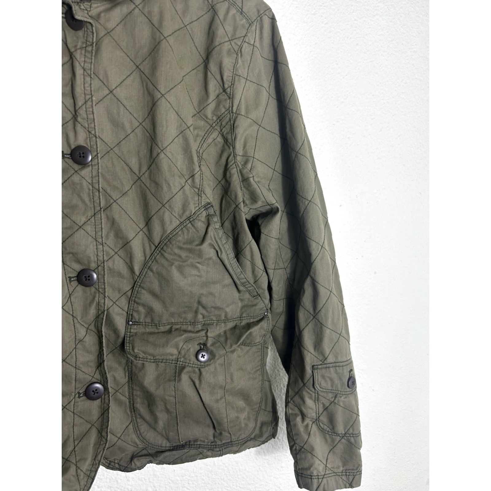 Eddie Bauer VINTAGE Eddie Bauer Womens Large Army Green Button Up Field Jacket Cotton Nylon Size L / US 10 / IT 46 - 4 Thumbnail