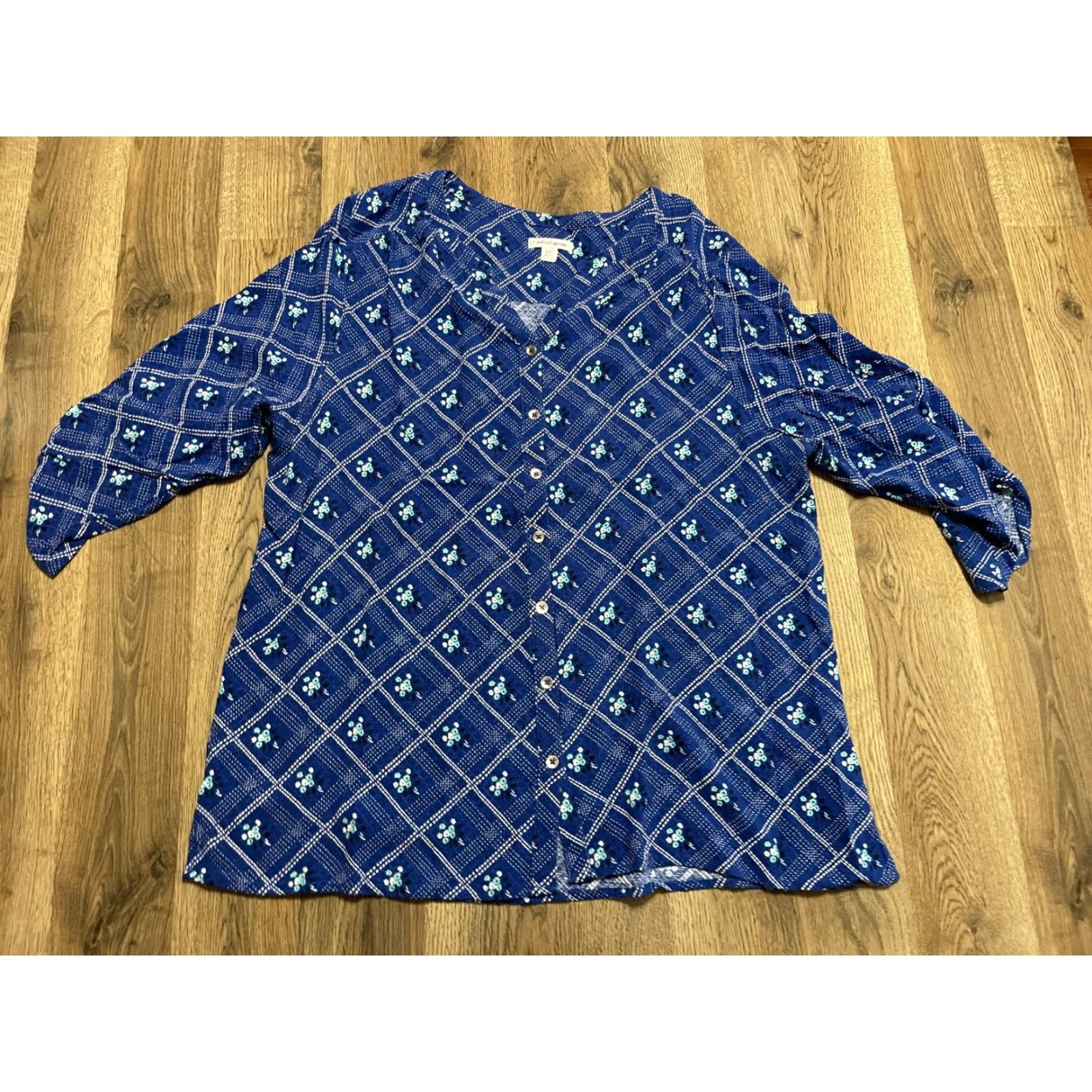 Croft & Barrow VINTAGE Croft & Barrow Shirt Womens XXL Blue White Button Up Long Sleeve Size XXL / US 16-18 / IT 52-54 - 2 Thumbnail
