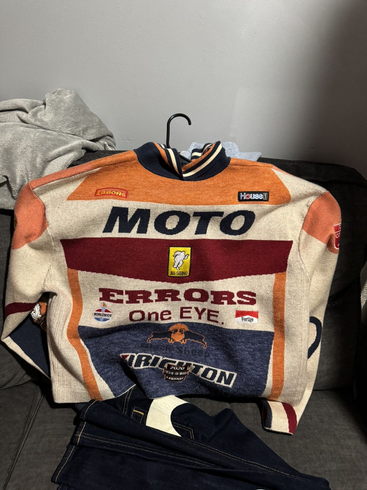 House of Errors Orange Moto Knit Jacket Size US L / EU 52-54 / 3 - 2 Thumbnail
