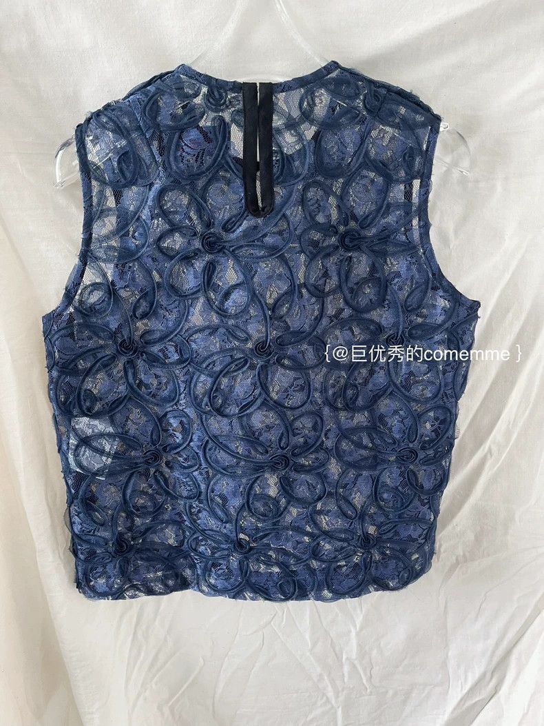 Comme Des Garcons Navy blue dark blue lace hollowed-out fl