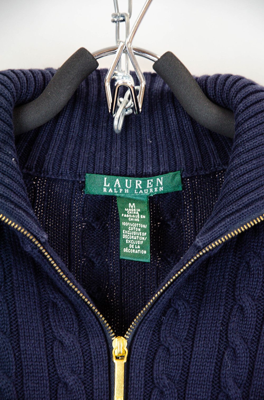 Lauren Ralph Lauren Lauren Ralph Lauren Cable Zip Sweater – Navy – Size M Size M / US 6-8 / IT 42-44 - 9 Thumbnail