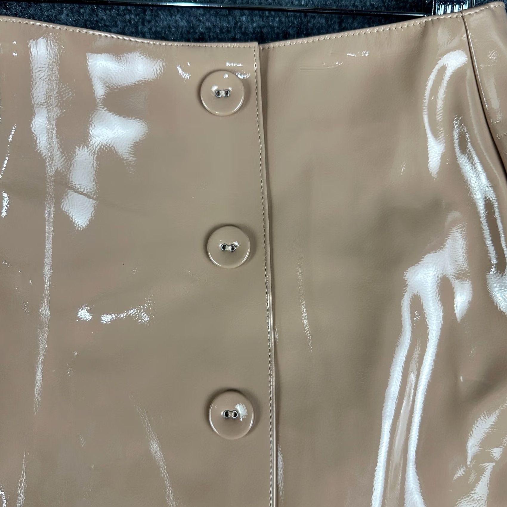 Lulus Lulus Skirt Womens Medium Tan PU Pencil Button Front Lined NEW Size 32" / US 10 / IT 46 - 2 Thumbnail