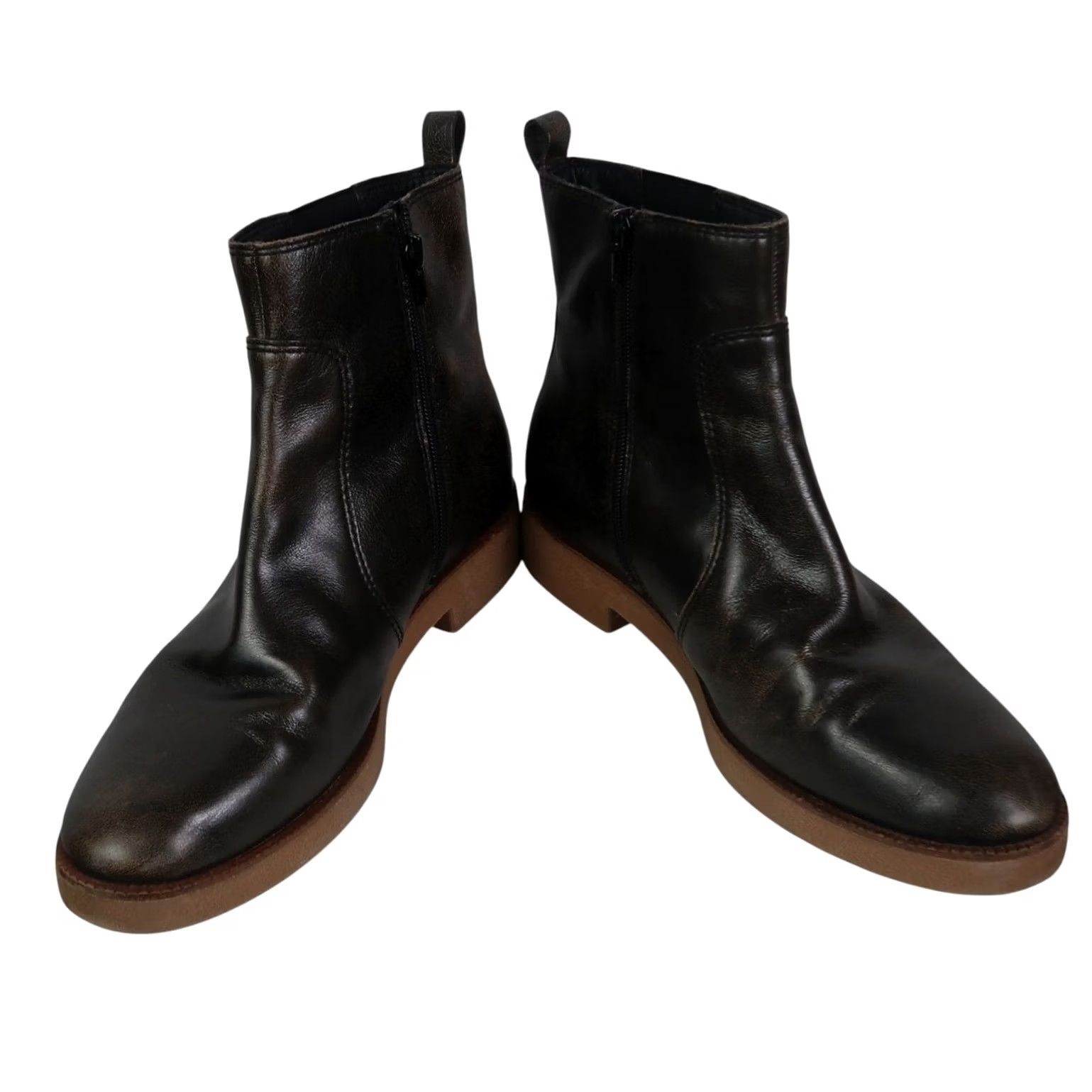 Lucky Brand Lucky Brand Ressy Black Leather Bootie Women 10 Leather Zip Casual Ankle Boots Womens Low Heel Fall Spring Winter Size US 10 / IT 40 - 3 Thumbnail