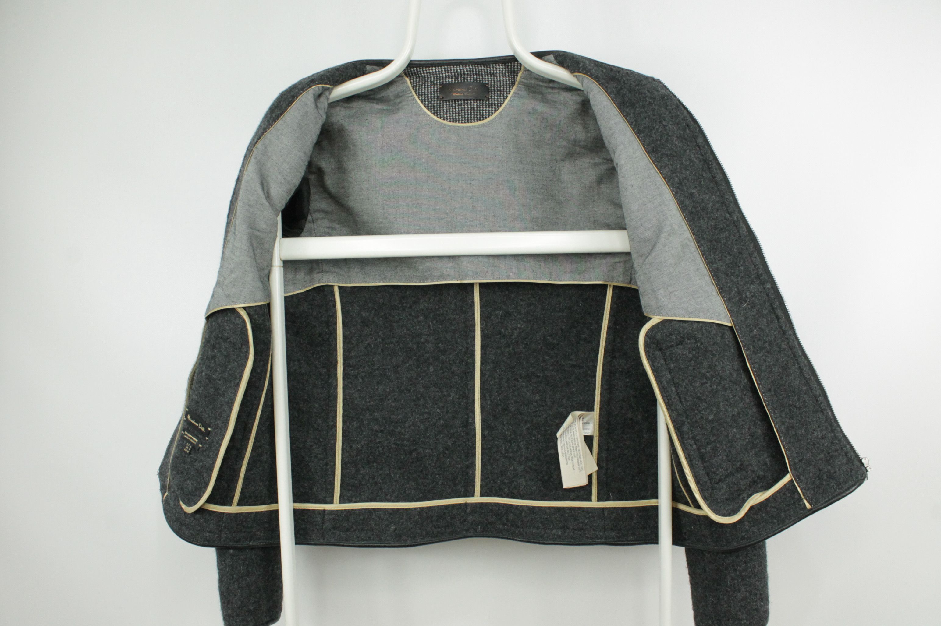 Massimo Dutti Massimo Dutti Gray Wool Leather Trim Bomber Jacket Womens Size S / US 4 / IT 40 - 8 Thumbnail