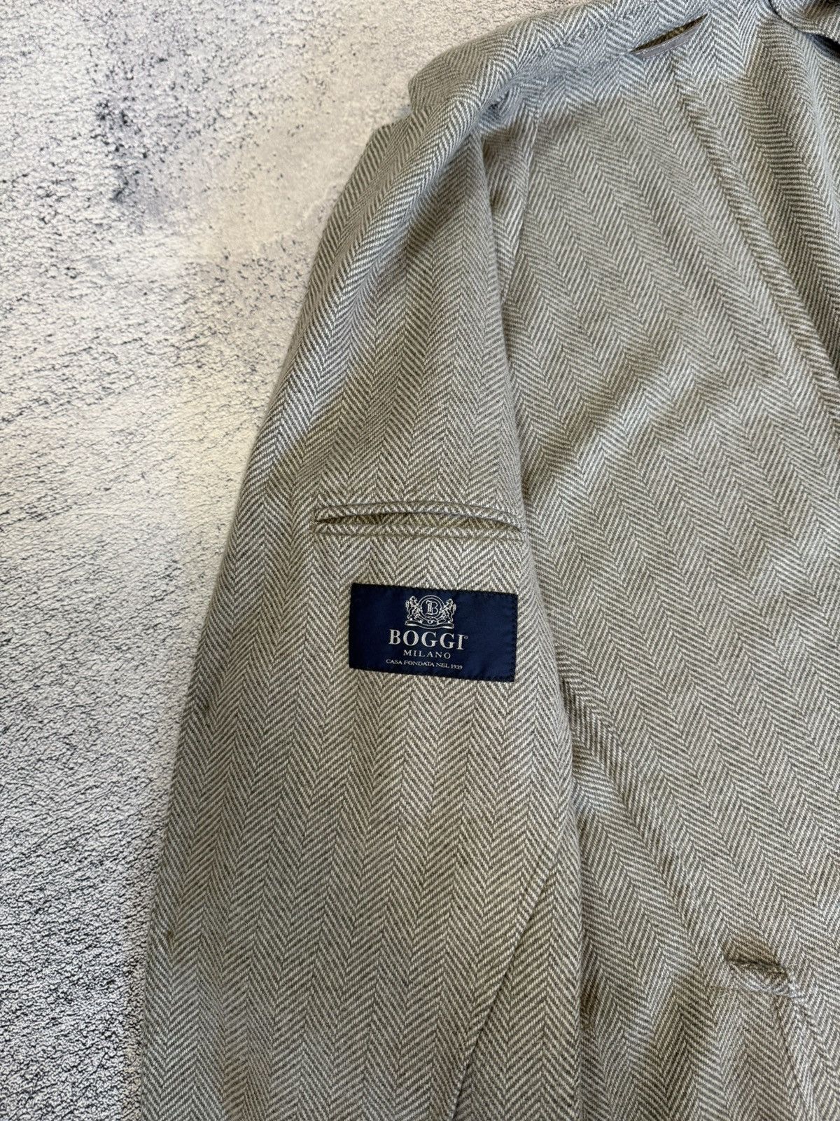 Boggi Boggi Milano Blazer Herringbone Wool Sport Coat Italy 48R Size 38R - 8 Thumbnail