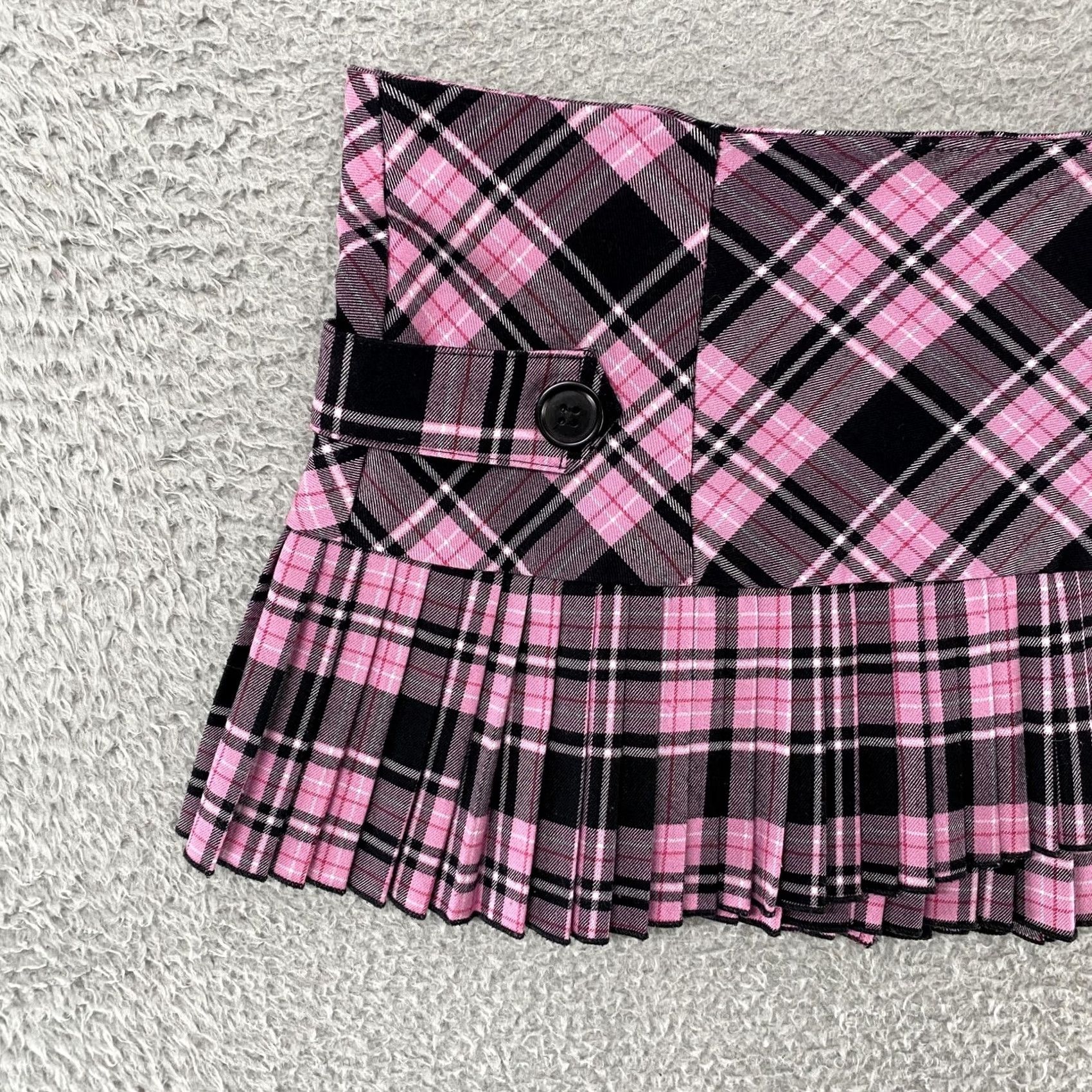 Vintage VTG Twenty One Plaid Mini Skirt Size S Juniors Pink Low Rise Pleated Short Skirt Y2K Emo Punk Size 28" / US 6 / IT 42 - 3 Thumbnail