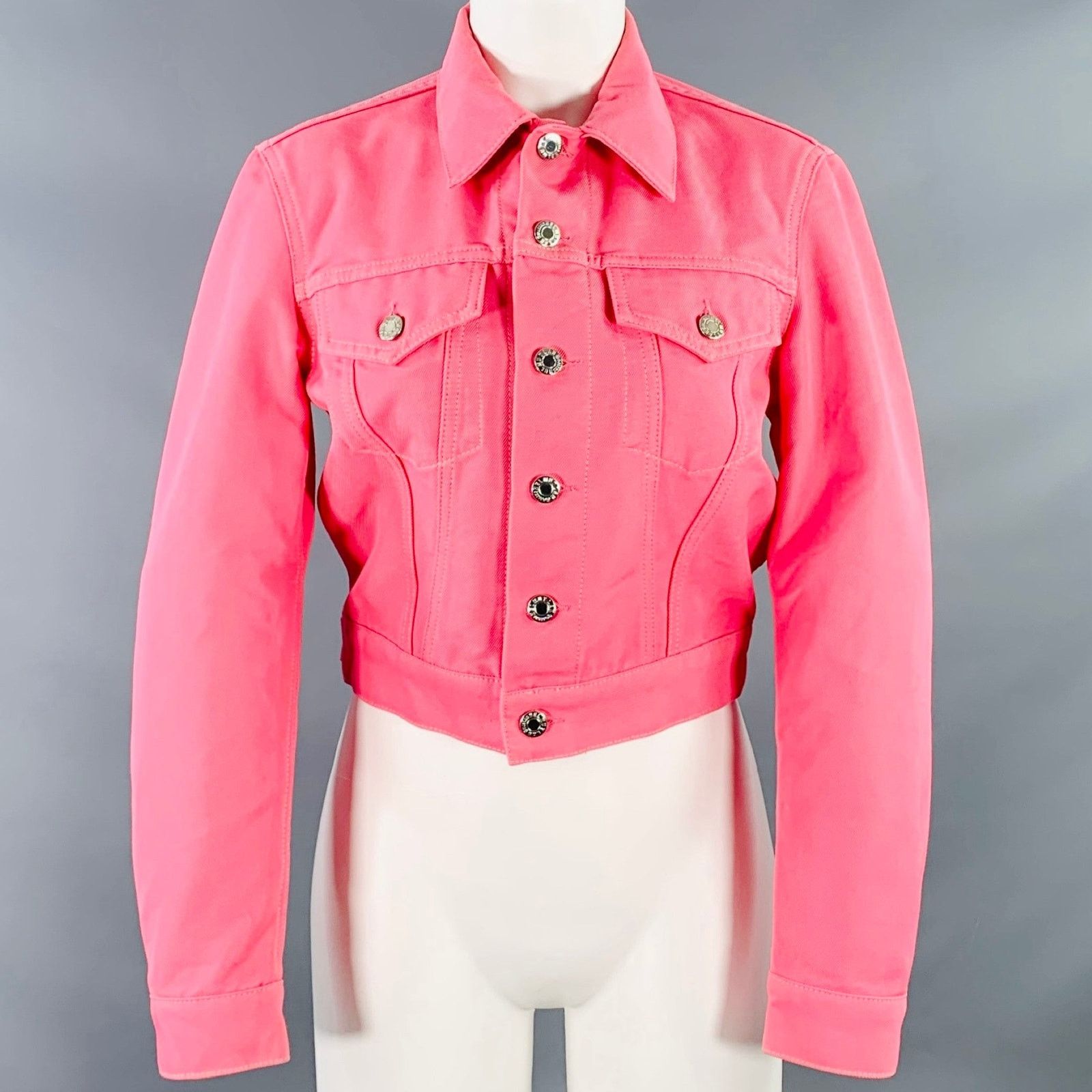 Helmut Lang Size S Femme Trucker Pink Cotton Blend Cropped Denim Jacket Size S / US 4 / IT 40 - 1 Thumbnail