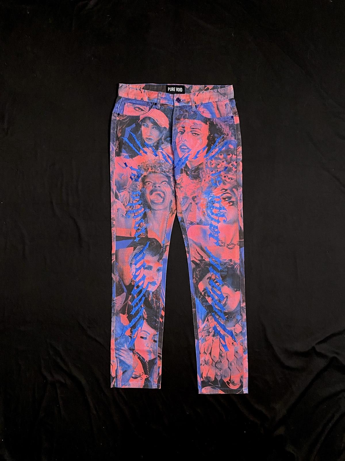 Designer Deadstock Pure Void Graphic Jeans Medium Size US 32 / EU 48 - 1 Thumbnail