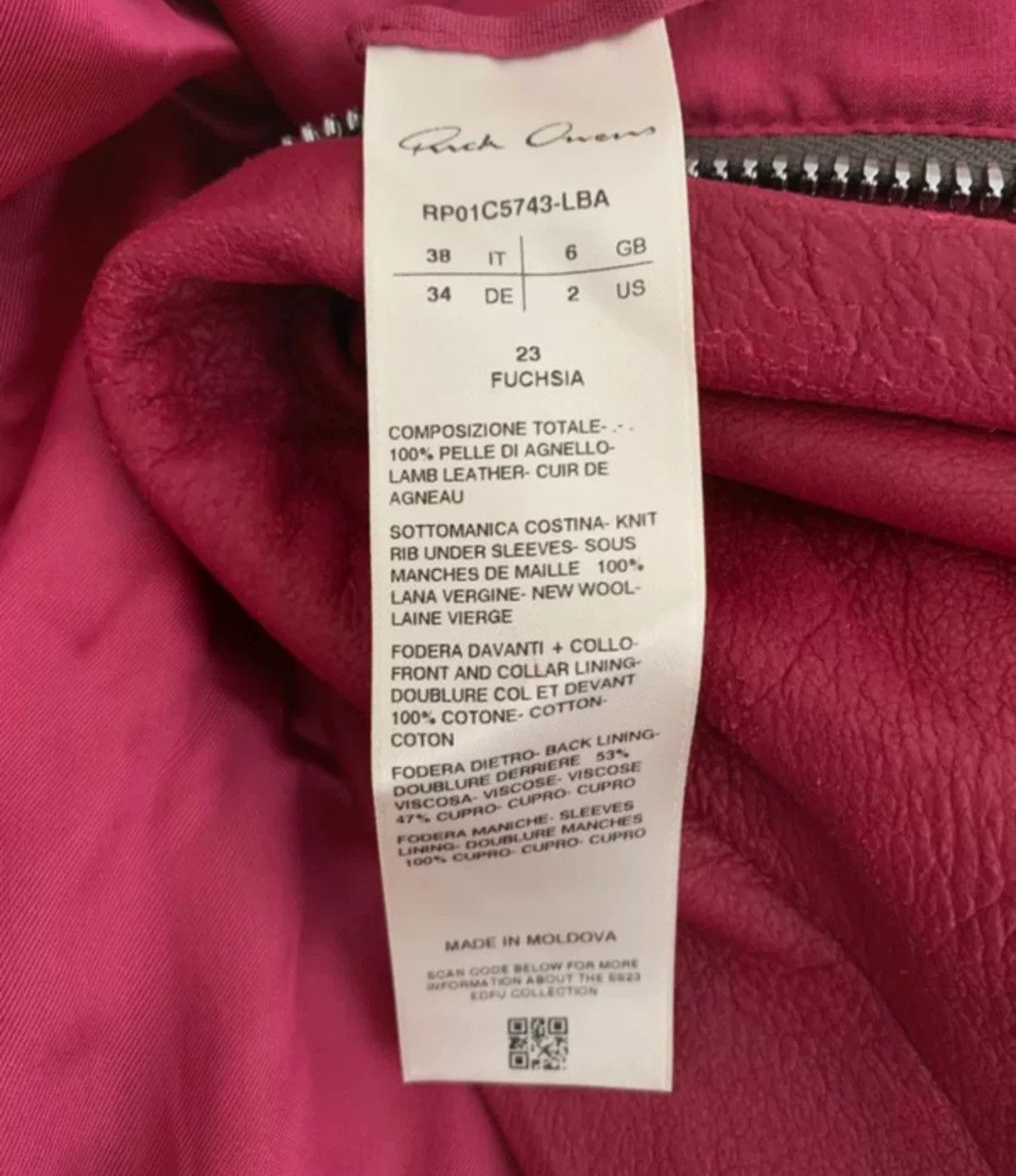 Rick Owens Rick Owens Burgundy Red Sheepskin Tail Motorcycle Jacket Size US XS / EU 42 / 0 - 8 Thumbnail