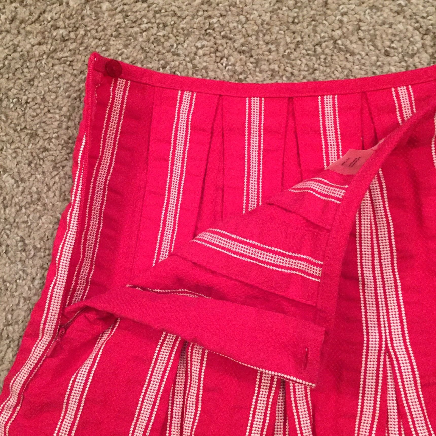 Talbots Talbots Skirt 10P Pink Striped Knee Length Unlined Flare Petites Women's Cotton Blend Zip Dry Clean Only Vintage No Size 32" / US 10 / IT 46 - 7 Thumbnail