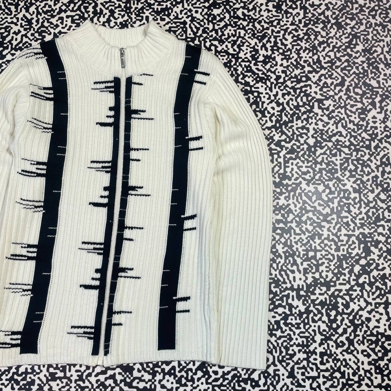 Japanese Brand Vintage Y2k Japanese Style Stripe Retro Anstract Zip Sweater Size US L / EU 52-54 / 3 - 3 Thumbnail
