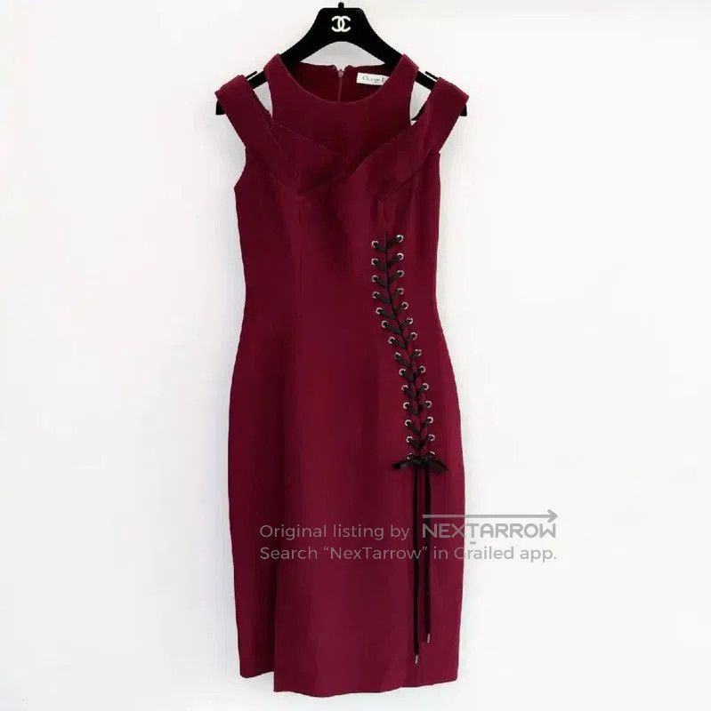 Dior Dior Burgundy Women's Midi Dress . Size S / US 4 / IT 40 - 1 Thumbnail