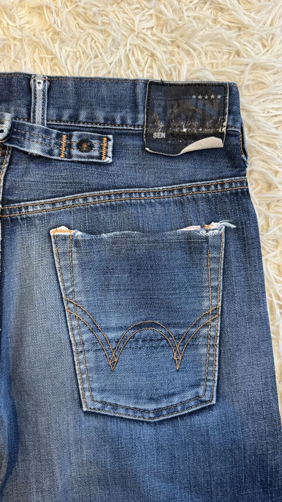 Edwin Offer‼️Edwin Buckle Back Selvedge Distressed Denim (24-195) Size US 31 - 16 Thumbnail