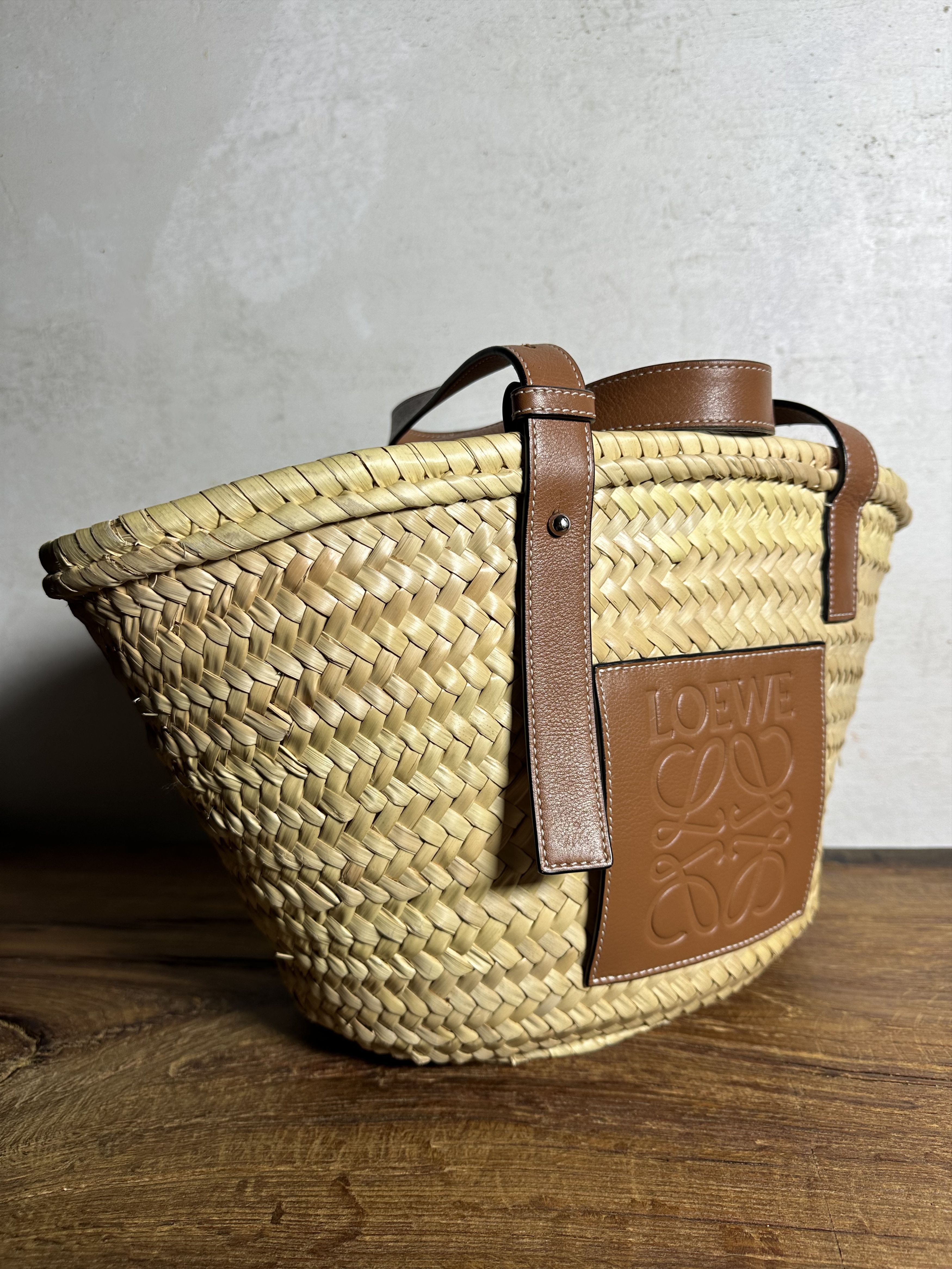 Loewe LOEWE Basket bag Medium Anagram Tote Bag Raffia Beige Size ONE SIZE - 2 Thumbnail