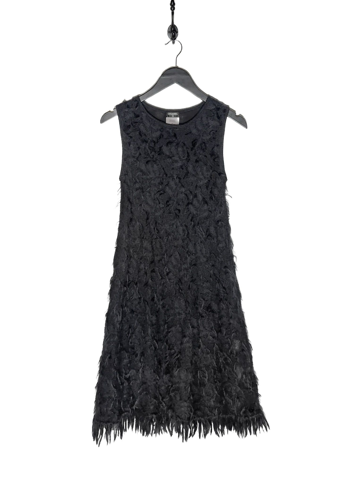 Chanel Chanel FW09 Black Mohair Blend Shift Dress w/ Fringed Shawl Size S / US 4 / IT 40 - 2 Thumbnail