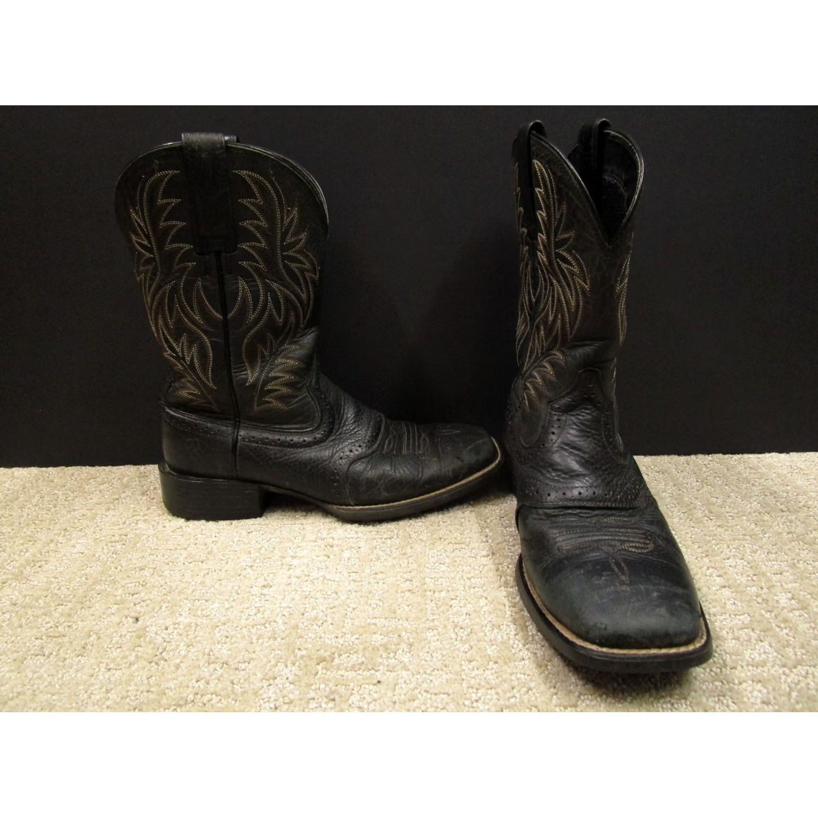 Ariat Ariat Boots Men Western Leather Black Square Toe 7 Size US 7 / EU 40 - 4 Thumbnail