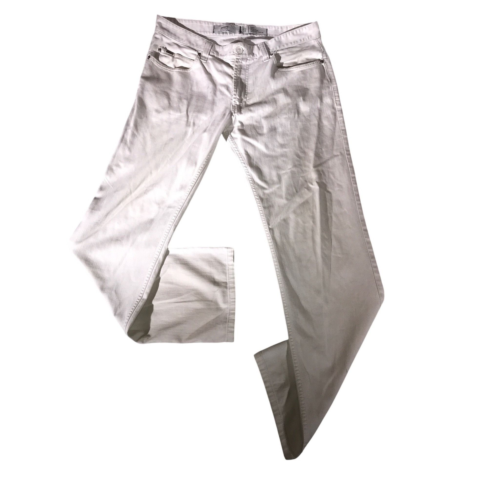 Armani Collezioni Armani Collezioni Mens White Stretch Slim Fit Jeans J15 Size US 38 / EU 54 - 1 Thumbnail