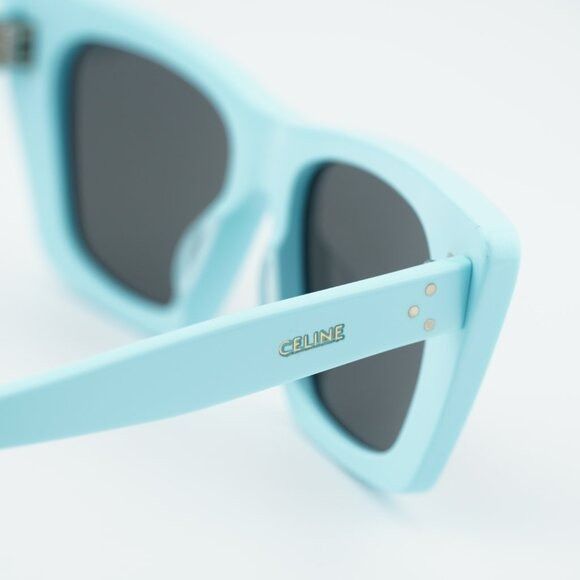 Celine CL40187I 84A Sunglasses Shiny Sky Blue Cat Eye Frame, Grey Lenses Celine 3 Dots Cl40187i Women Blue Cat Eye Sunglasses – Otticanet main image 3