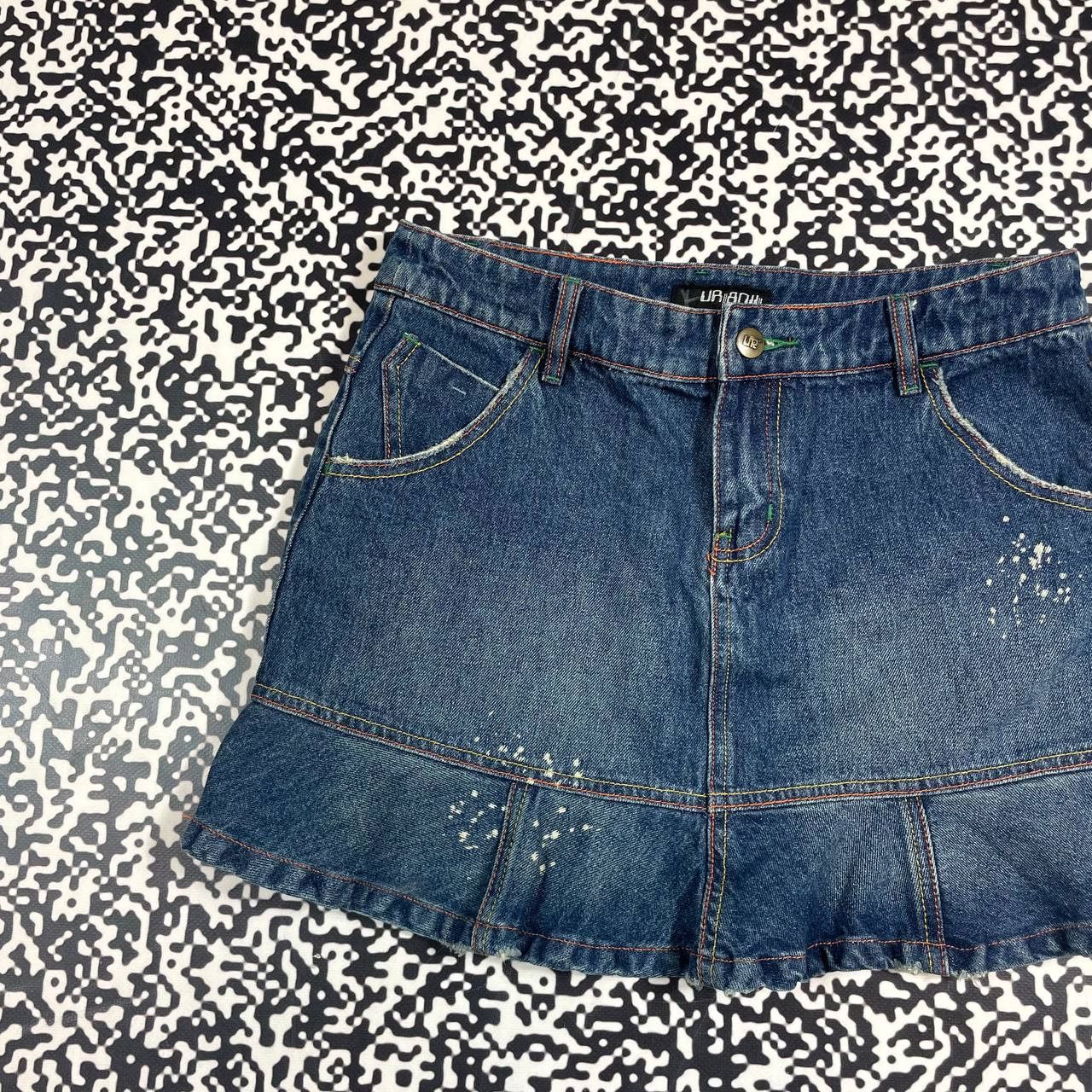 Japanese Brand Vintage Y2K Japanese Flared Denim Retro Mini Skirt 90s Size 28" / US 6 / IT 42 - 7 Thumbnail