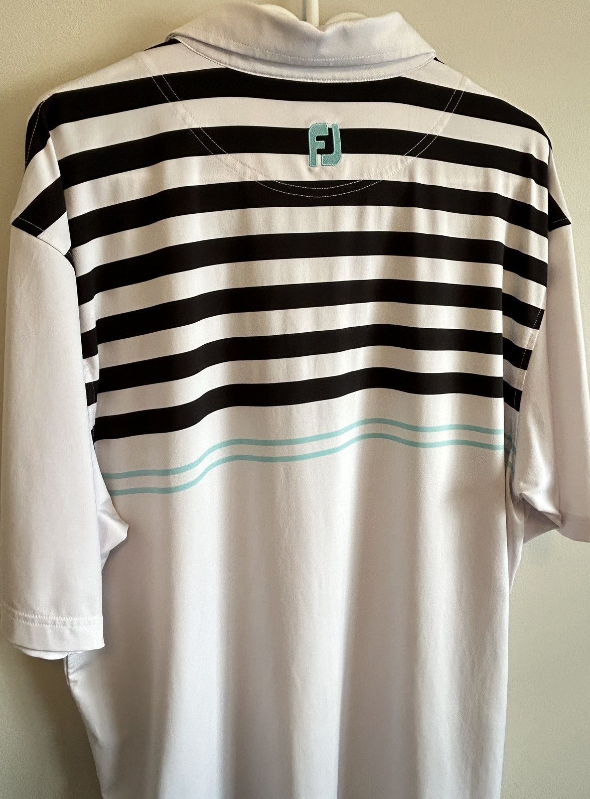 Footjoy Footjoy Men’s White & Black Stripped Golf Polo Shirt Size US XXL / EU 58 / 5 - 7 Thumbnail