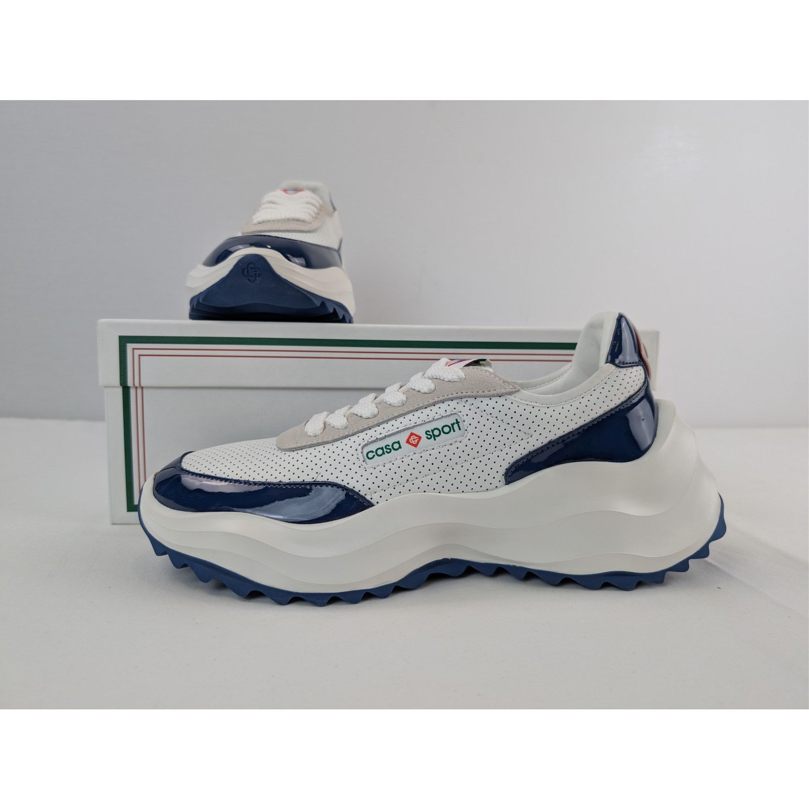 Casablanca o1rshd1 Leather Mens Atlantis Sneaker in White / Navy Size US 9.5 / EU 42-43 - 20 Thumbnail