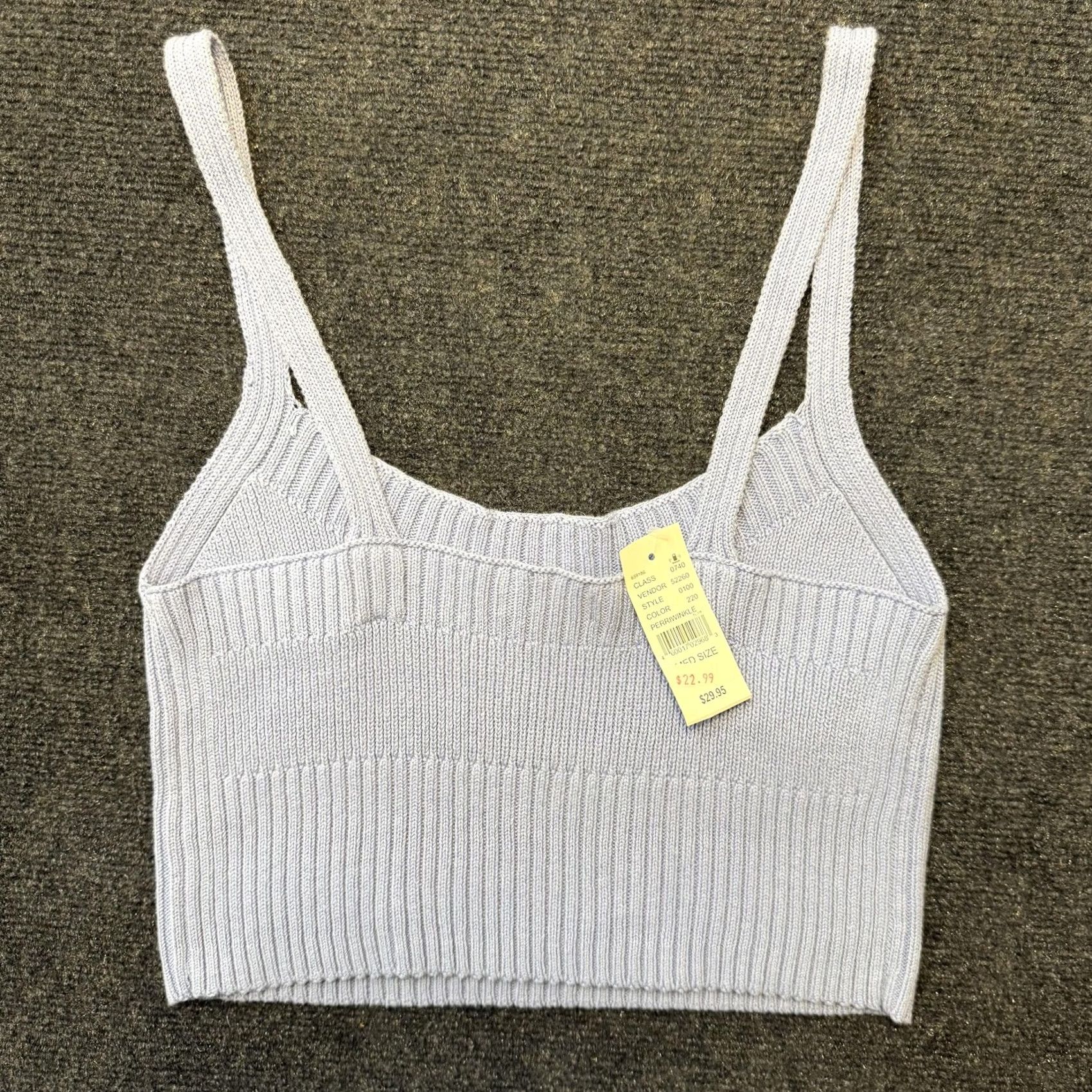 Vintage L.A. Hearts Tank Top Womens M Periwinkle Embroidered Knit Crop Cami Flower Rounded Scoop Neck Sleeveless Size M / US 6-8 / IT 42-44 - 7 Thumbnail