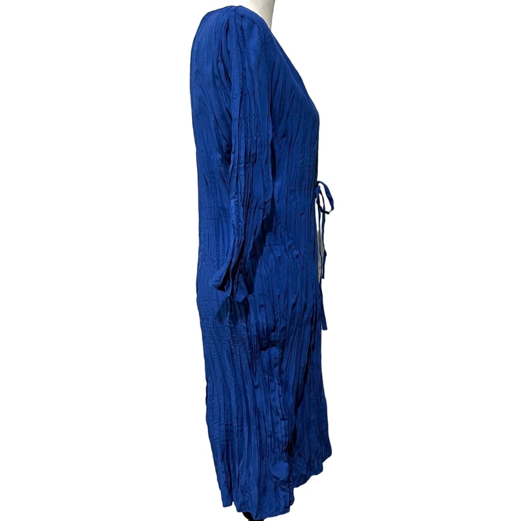 Soft Surroundings Soft Surroundings Tie Duster Cardigan Top Blue Lightweight Women's M Blouse Cardigan V-Neck Tie Short Sleeve/Crinkle Summer 90s? Size M / US 6-8 / IT 42-44 - 6 Thumbnail