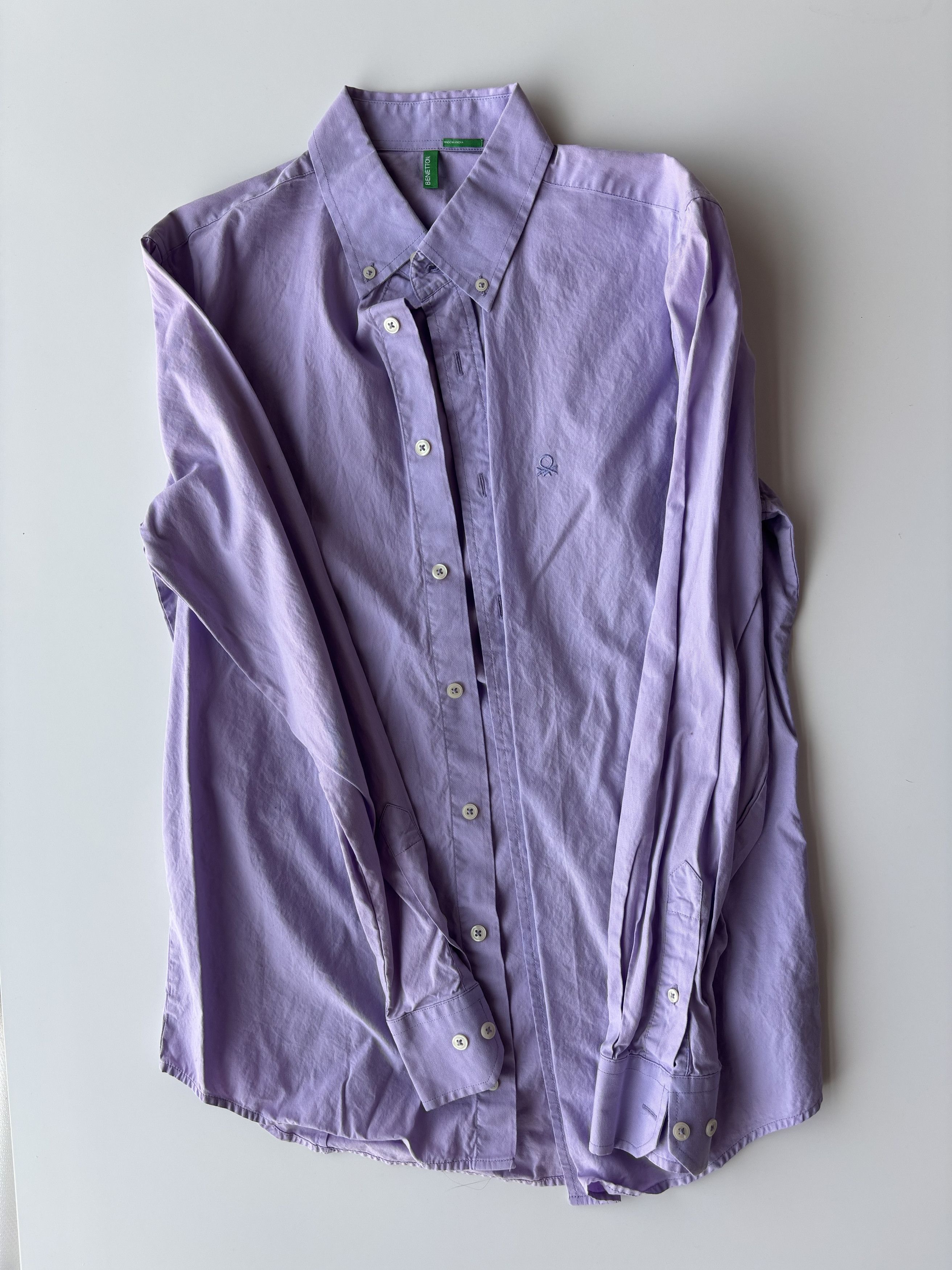 Benetton Lavender Button-Down Shirt Size US M / EU 48-50 / 2 - 1 Thumbnail