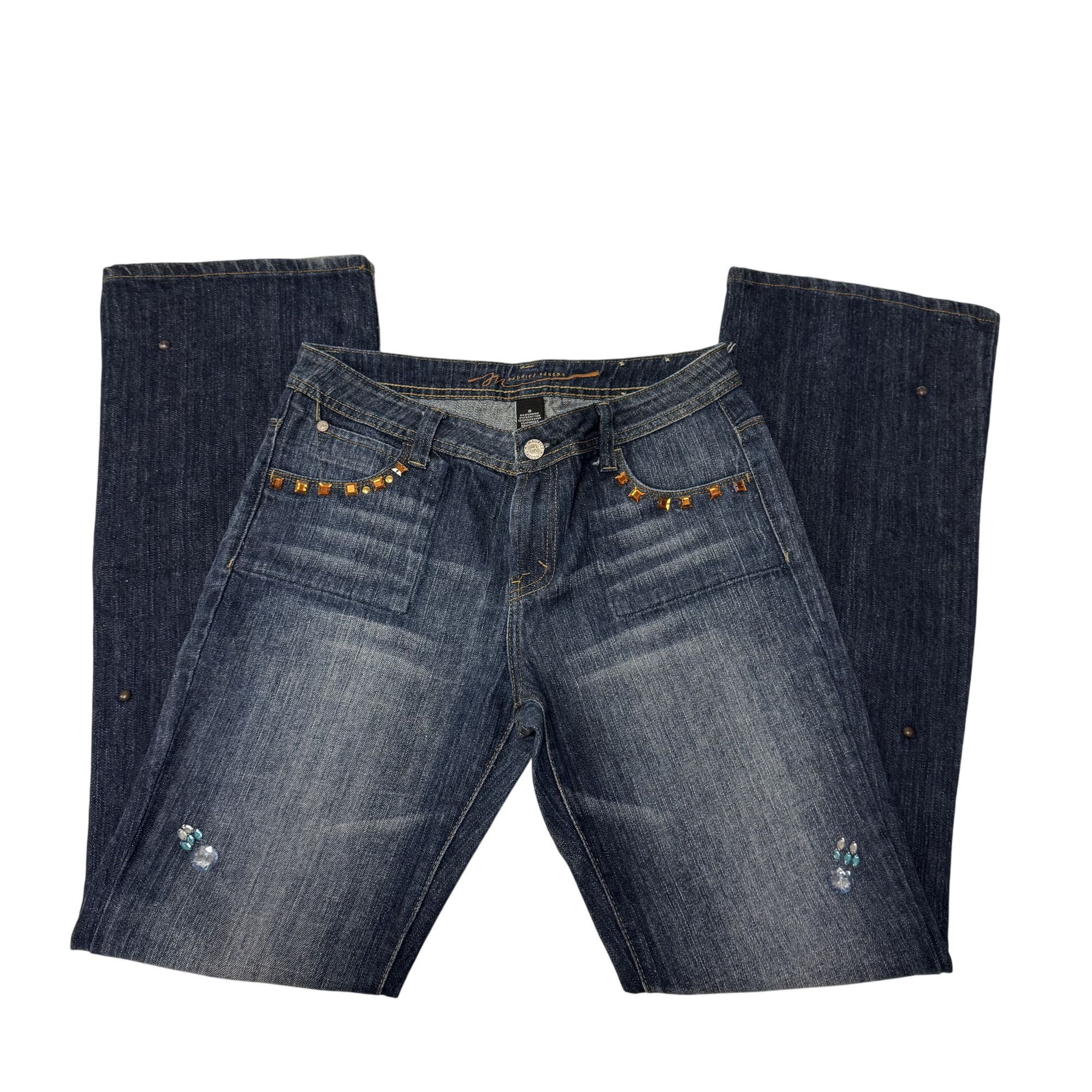 Other Vtg Maurice Sasson Denim EMBELLISHED FLORAL Rhinestone Jeans Size 30" / US 8 / IT 44 - 6 Thumbnail