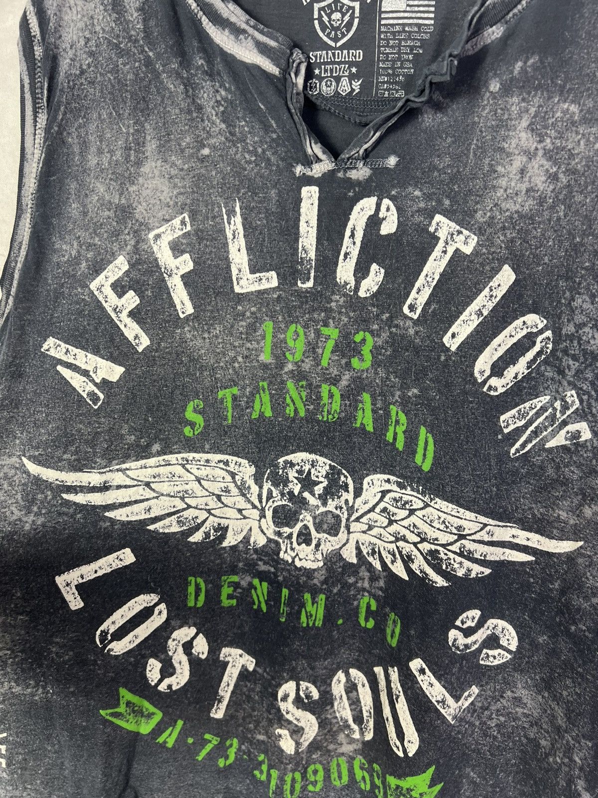 Affliction Affliction Lost Souls Washed Dark Grey Tank Top Y2K Gothic Grunge Size US L / EU 52-54 / 3 - 3 Thumbnail