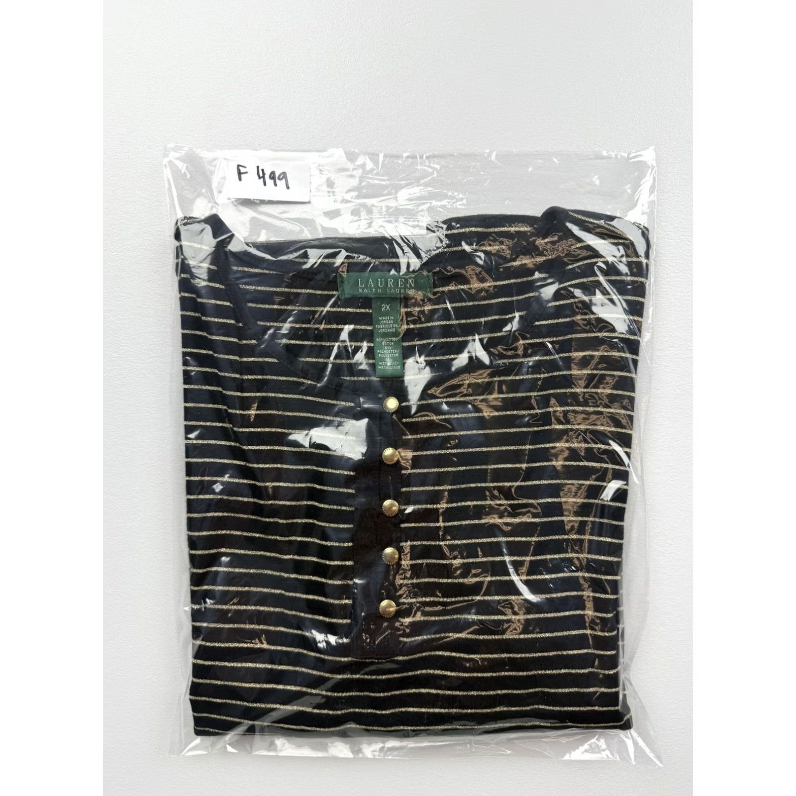 Ralph Lauren Lauren Ralph Lauren Shirt Womens 2X Black Stripe Henley Short Sleeve Jersey Top Size XXL / US 16-18 / IT 52-54 - 6 Thumbnail