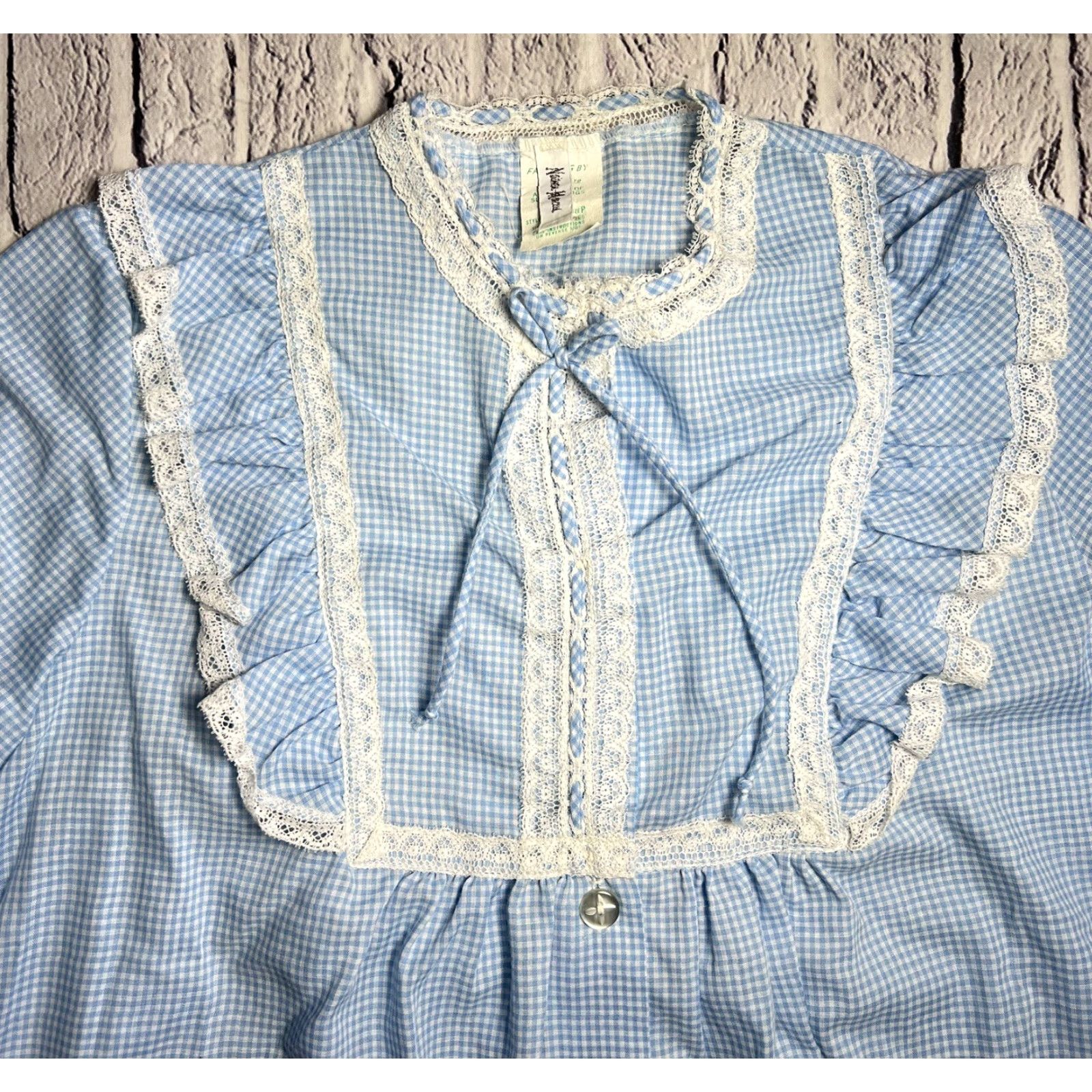 Neiman Marcus VINTAGE Neiman Marcus Juli Slumbertogs Lace Trim Gingham Blue White Nightgown Dress Size M / US 6-8 / IT 42-44 - 2 Thumbnail