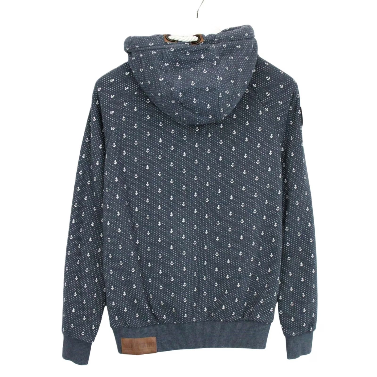 Vintage NAKETANO Hoodie Women's LARGE Blue Patterned Full Zip Hooded Pockets Size L / US 10 / IT 46 - 2 Thumbnail