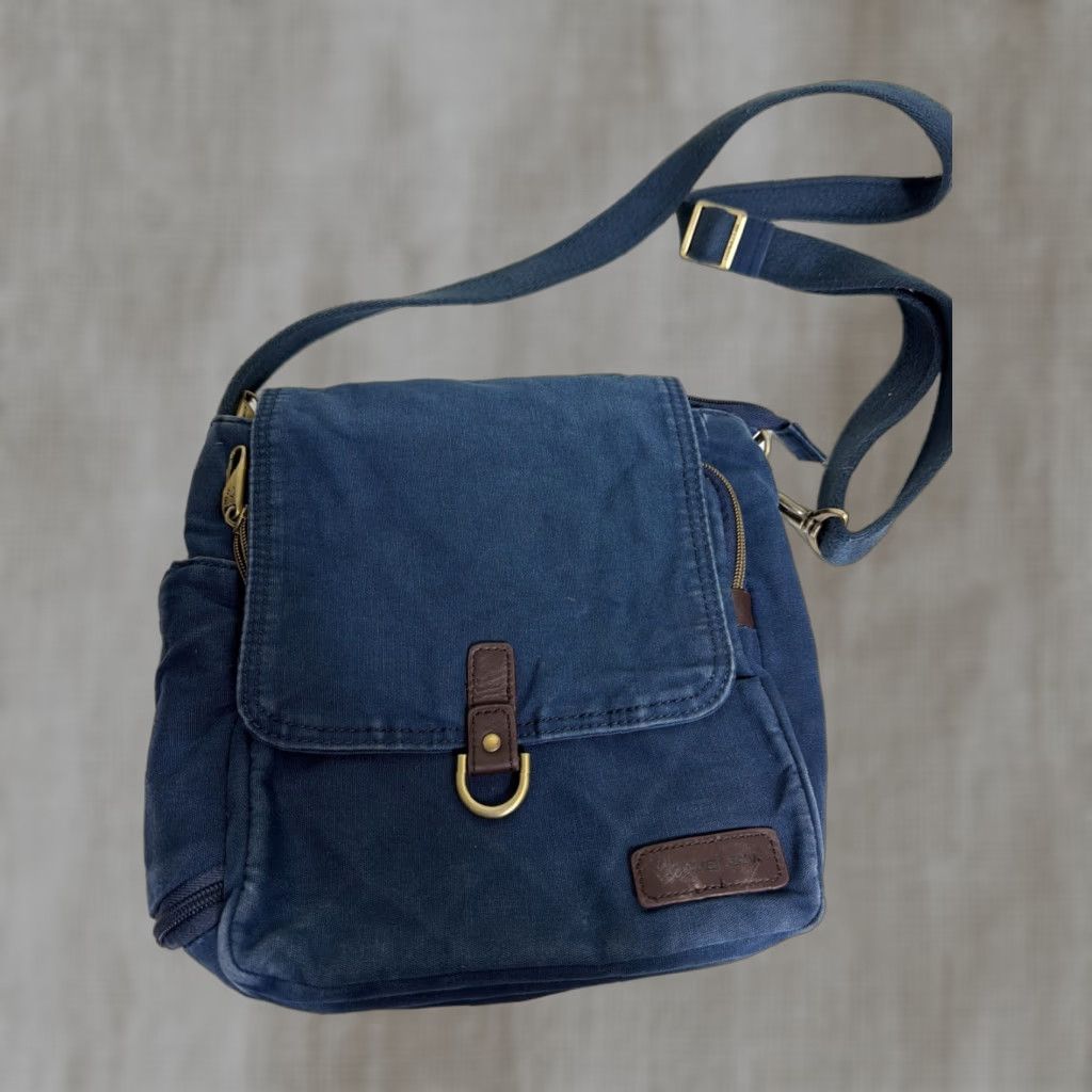 Vintage Travelon Anti-Theft Courier Tour Bag Navy Medium Women Crossbody Nylon Zip Bag Size ONE SIZE - 1 Thumbnail