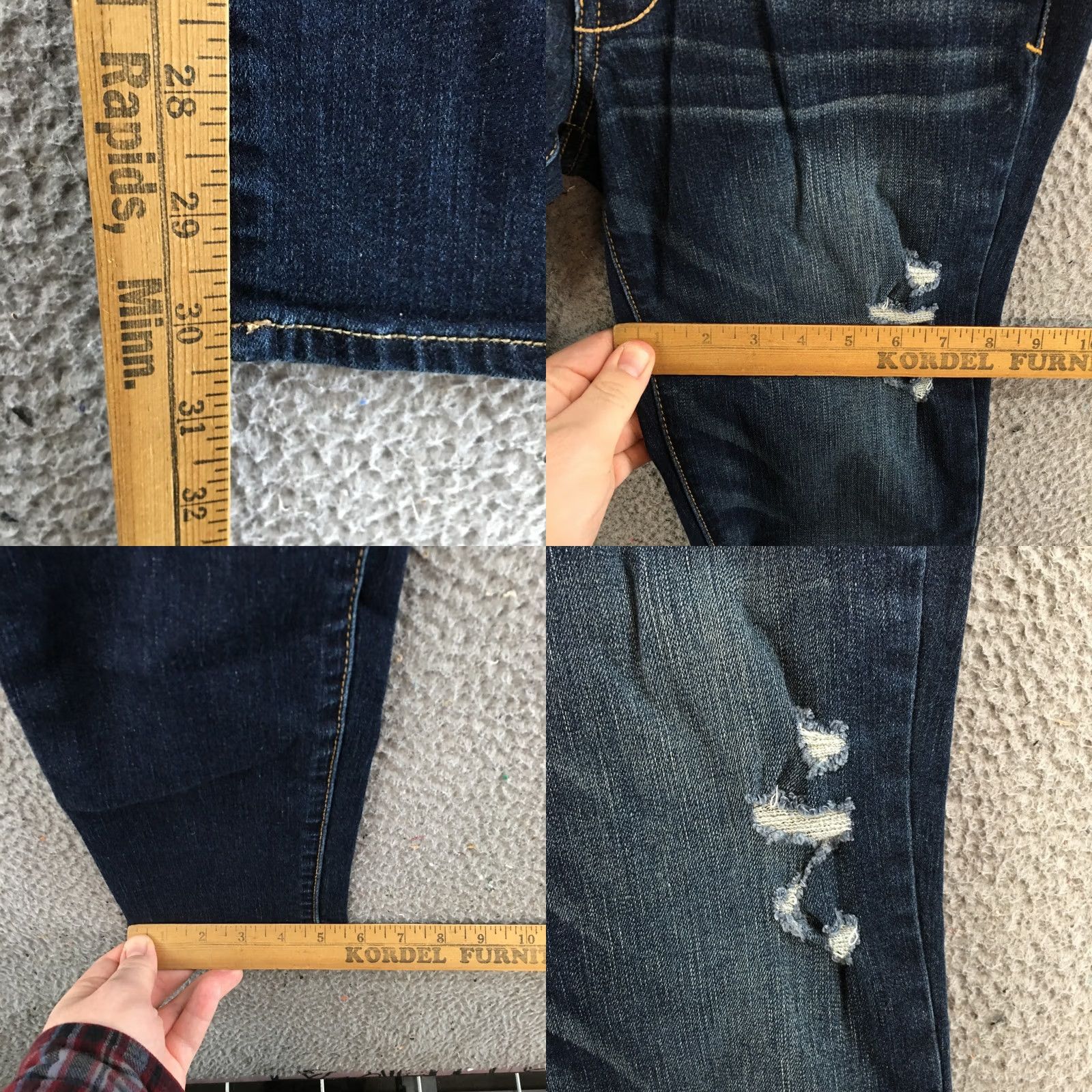 American Eagle Outfitters American Eagle Skinny Jeans Womens 6 Long Blue Dark Wash Denim Distressed Zip Size 28" / US 6 / IT 42 - 8 Thumbnail