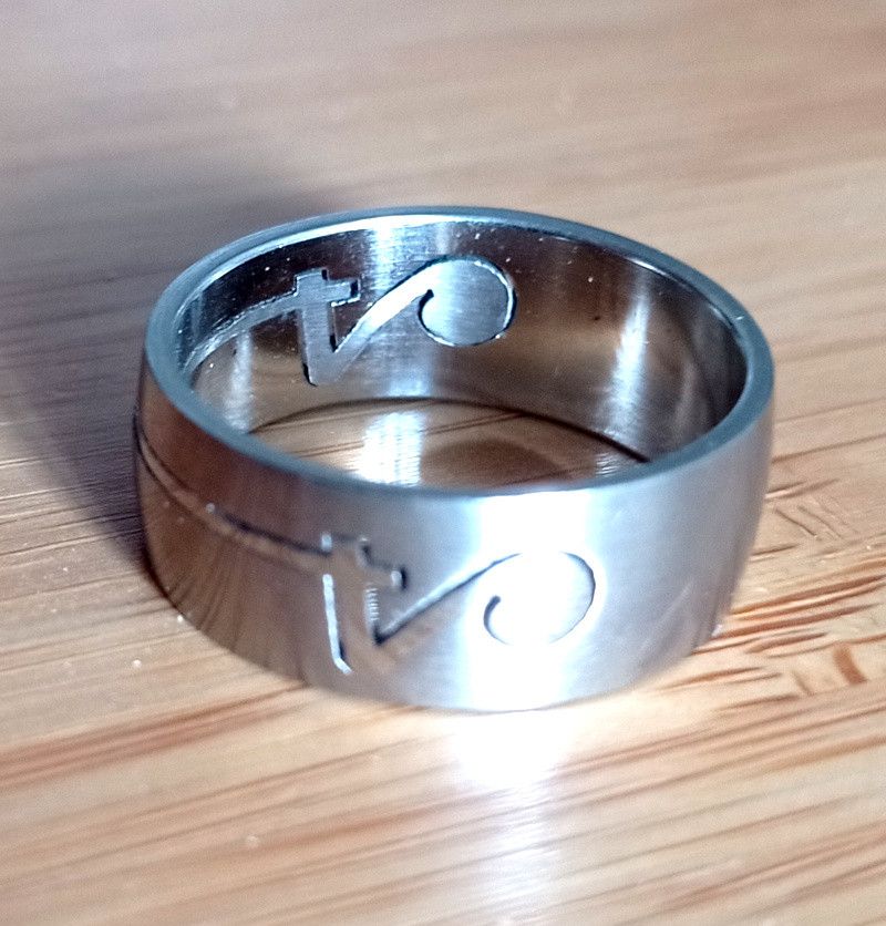 Vintage Vintage Punk Emboss Music Initial Silver Goth Ring Unique Size ONE SIZE - 5 Thumbnail