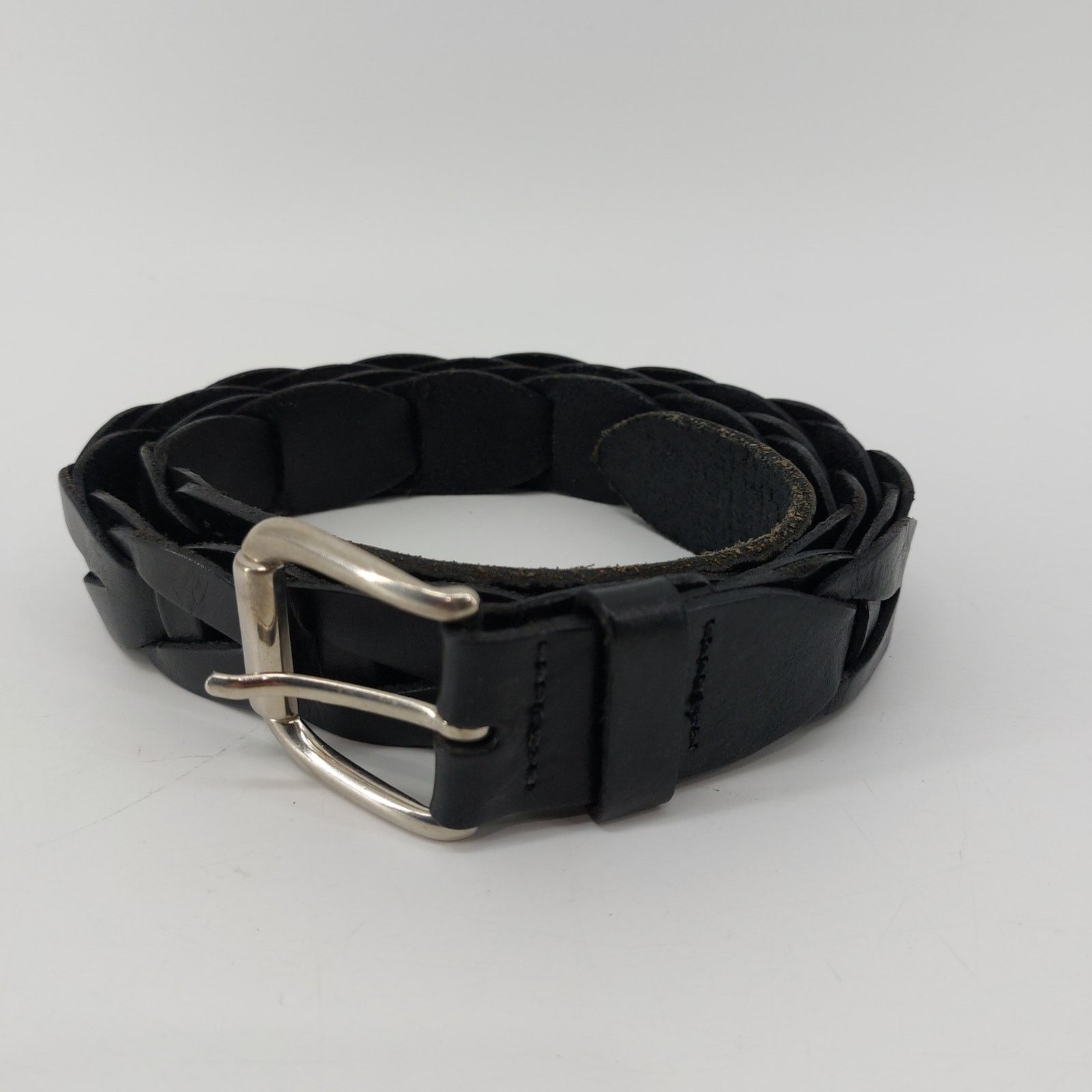 Other Womens Black Leather Chain Link Top Grain Leather Belt Sz 34 Size ONE SIZE - 6 Thumbnail