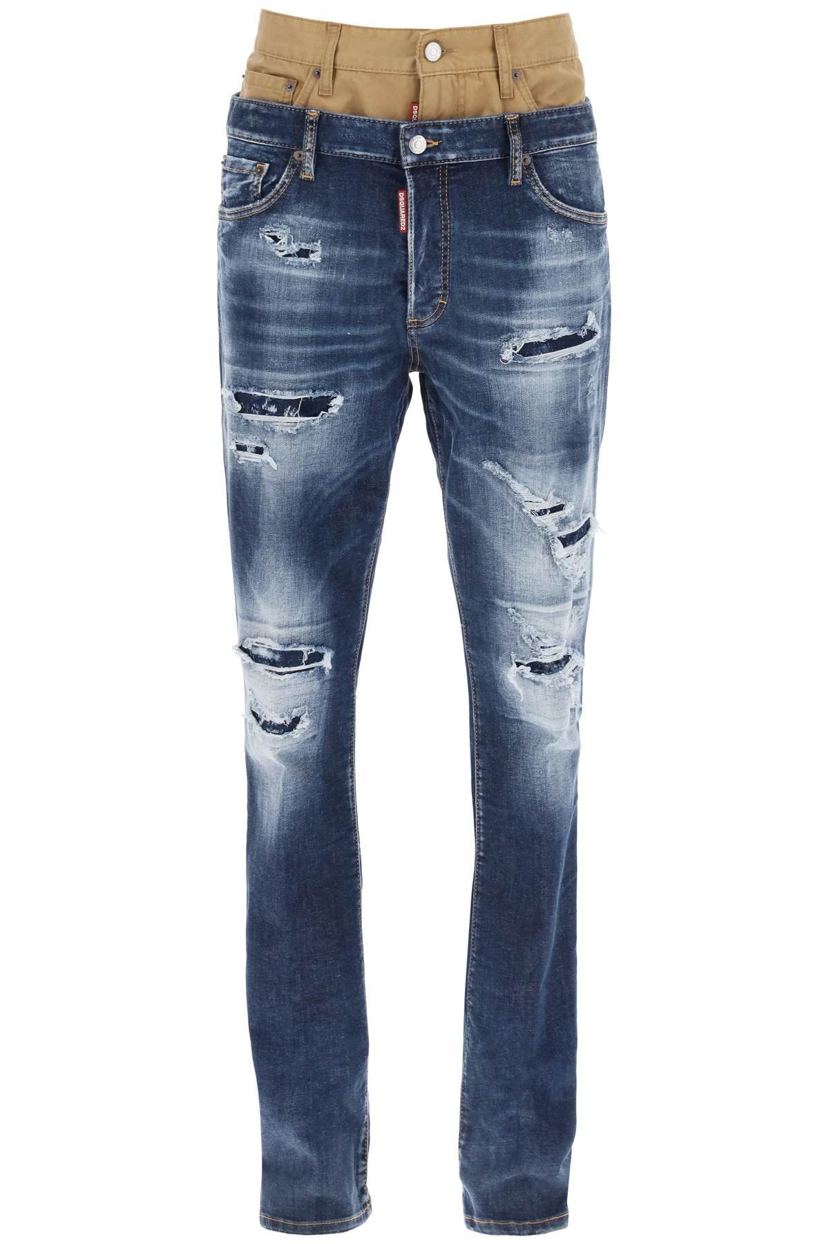 image of Dsquared2 Medium Ripped Wash Skinny Twin Pack Jeans in Blue, Men's (Size 34)